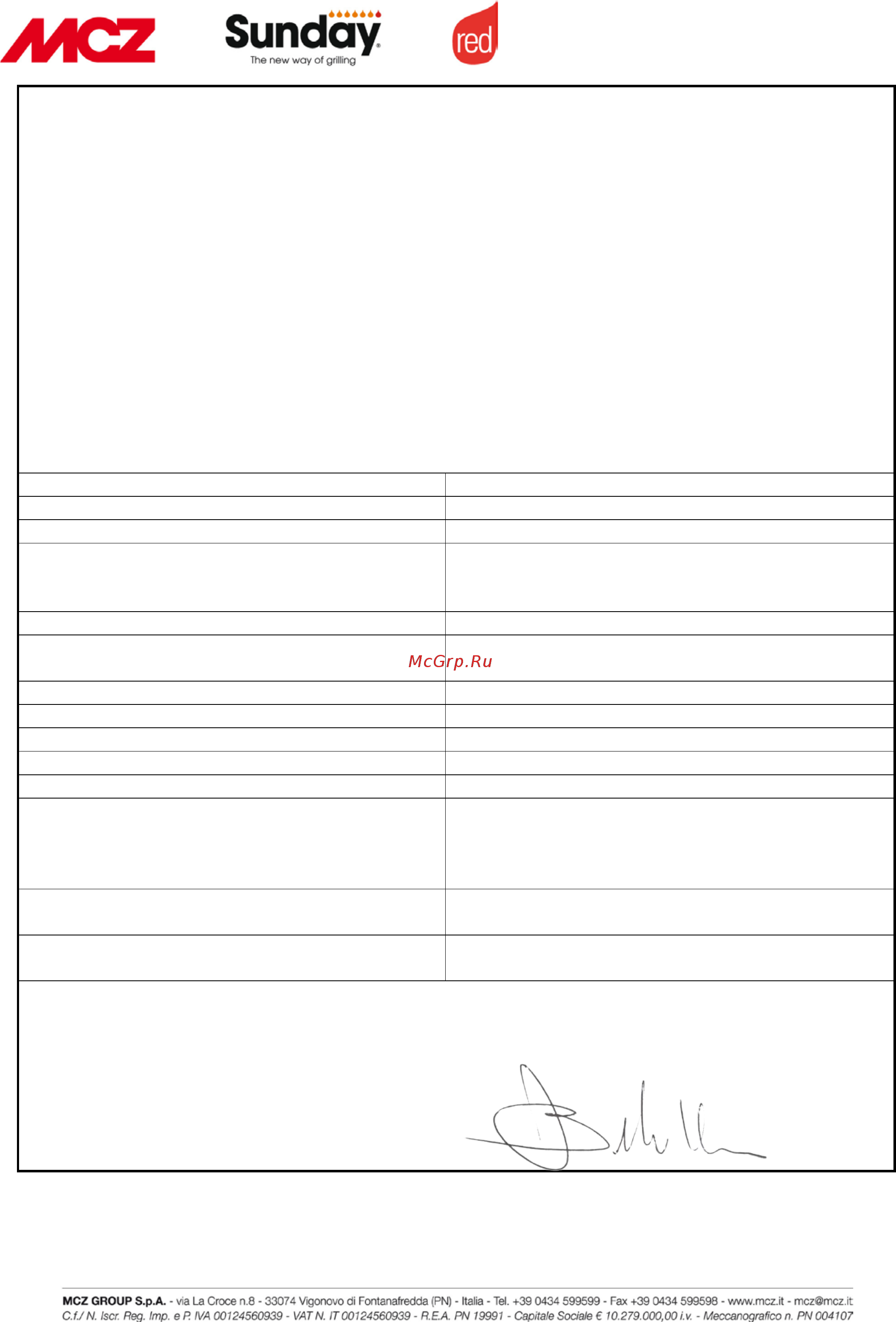 MCZ Forma B95 [4/13] Declaration of performance