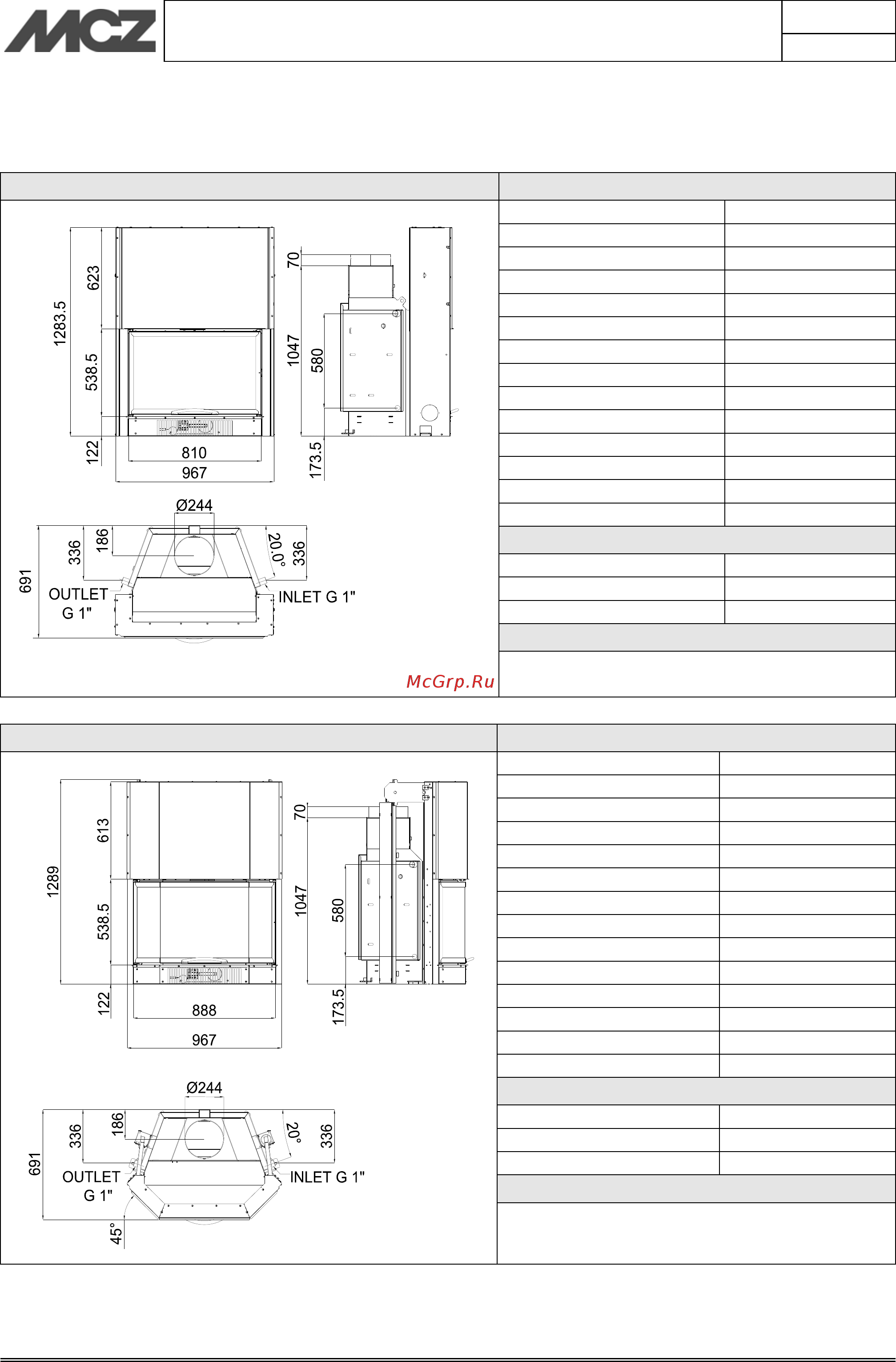 MCZ HydroTherm 70 [14/45] Dimensions and technical specifications