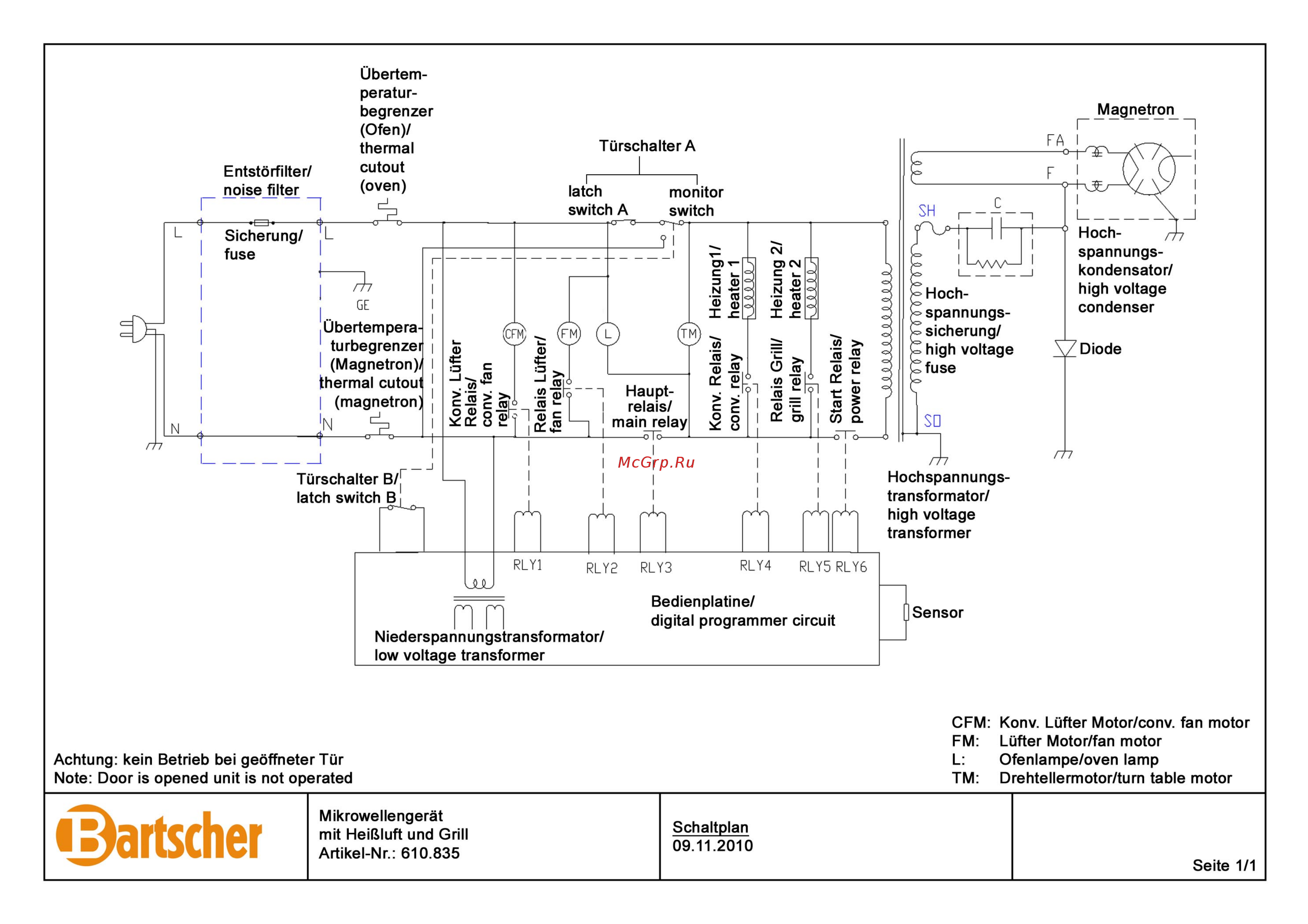 Bartscher APEXA 610835 Электрическая схема онлайн