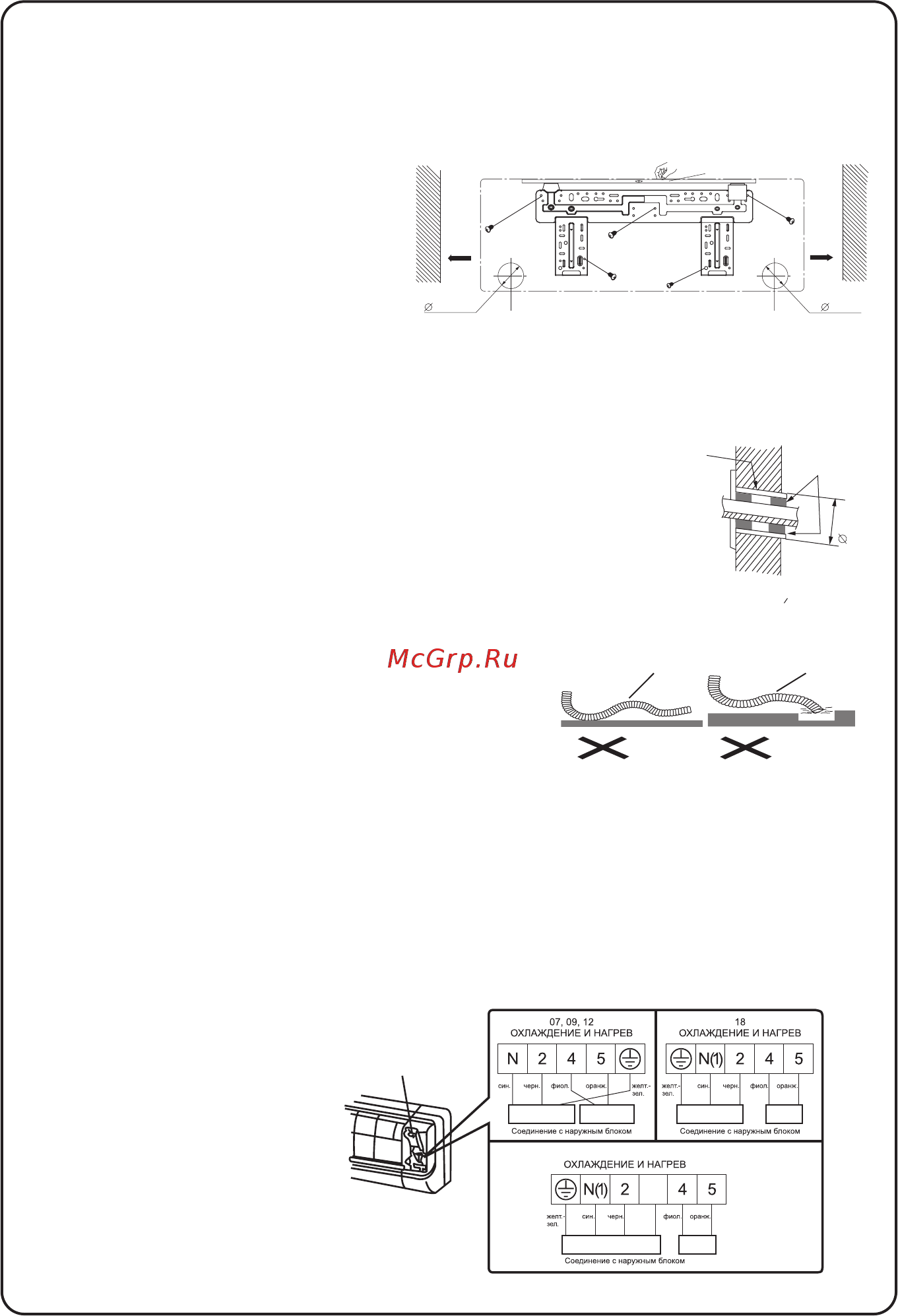 Rovex RS-24GS1 [23/30] Подключение электропроводов внутреннего и наружного блоков