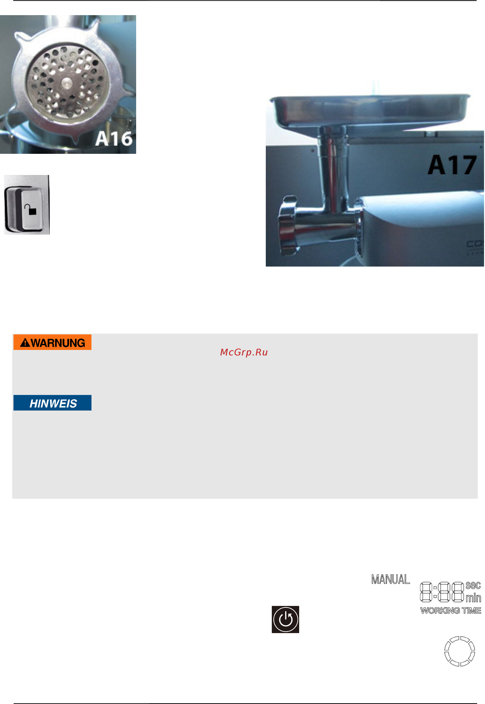 Caso KM1200 Chef [135/169] Advertencia