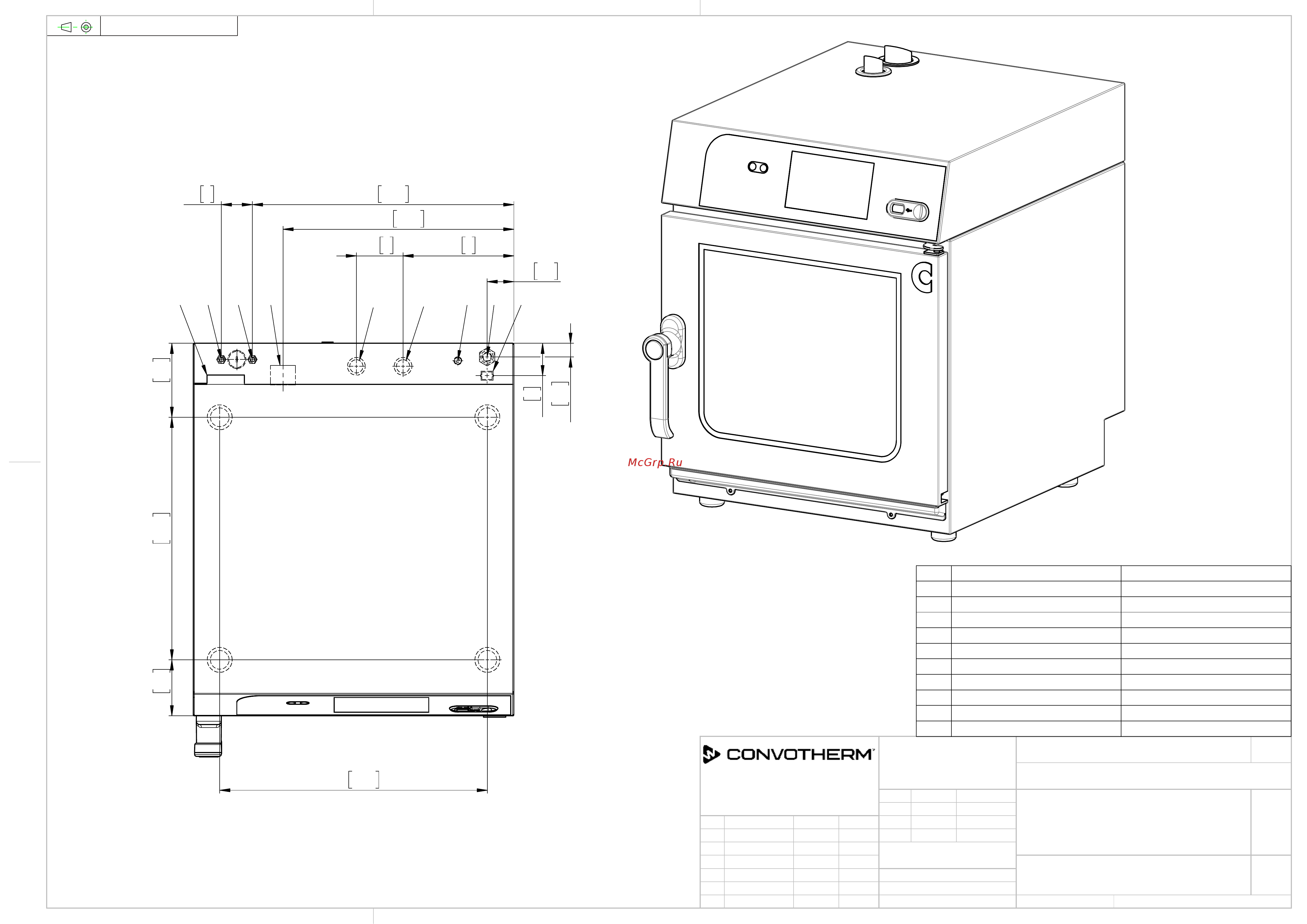 Convotherm Mini easyTouch 6.06 + [2/4] Anschlusspositionen an der unterseite connection positions at the bottom side