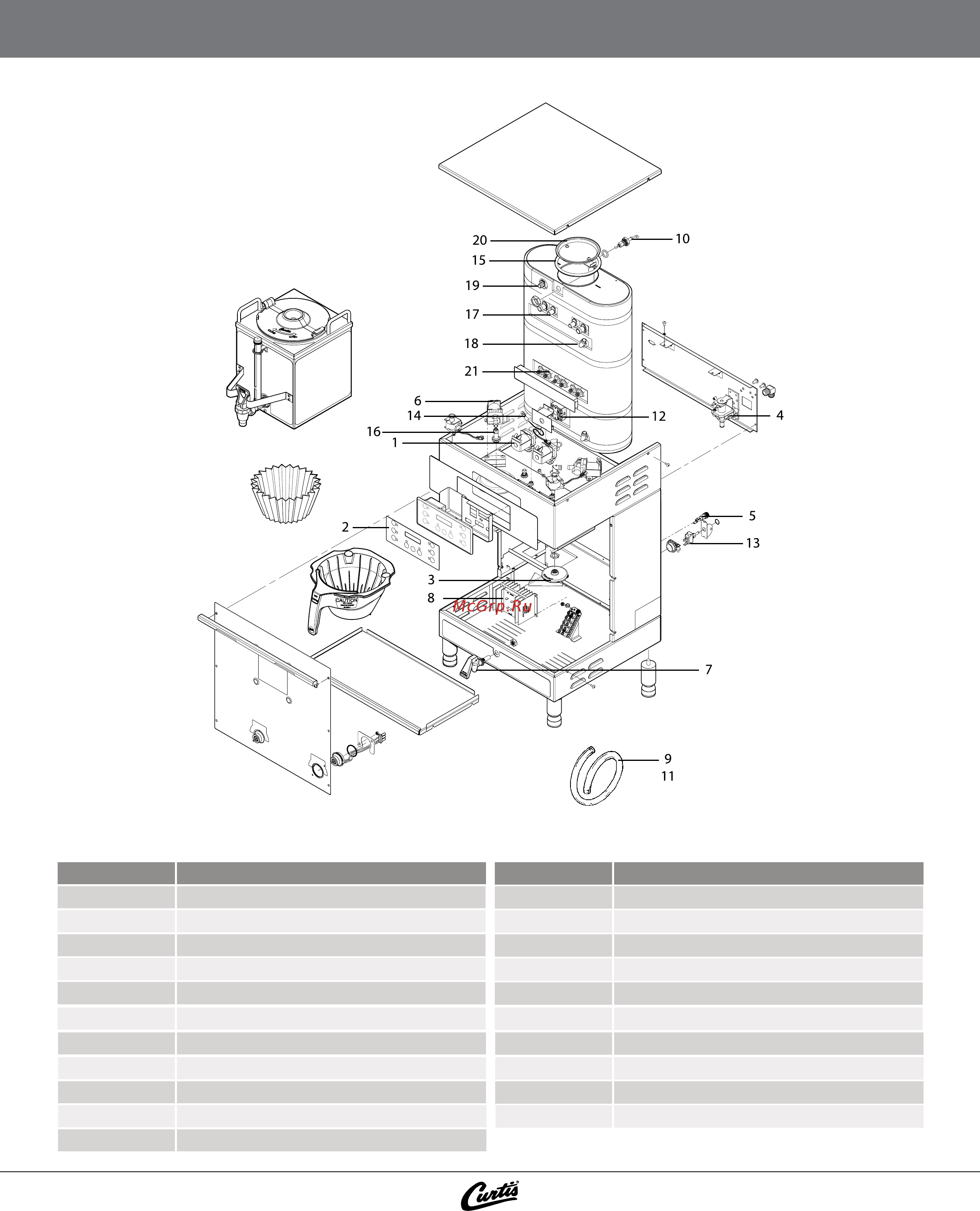 Curtis GEMSIF30A1000 [3/8] Brewer parts identification