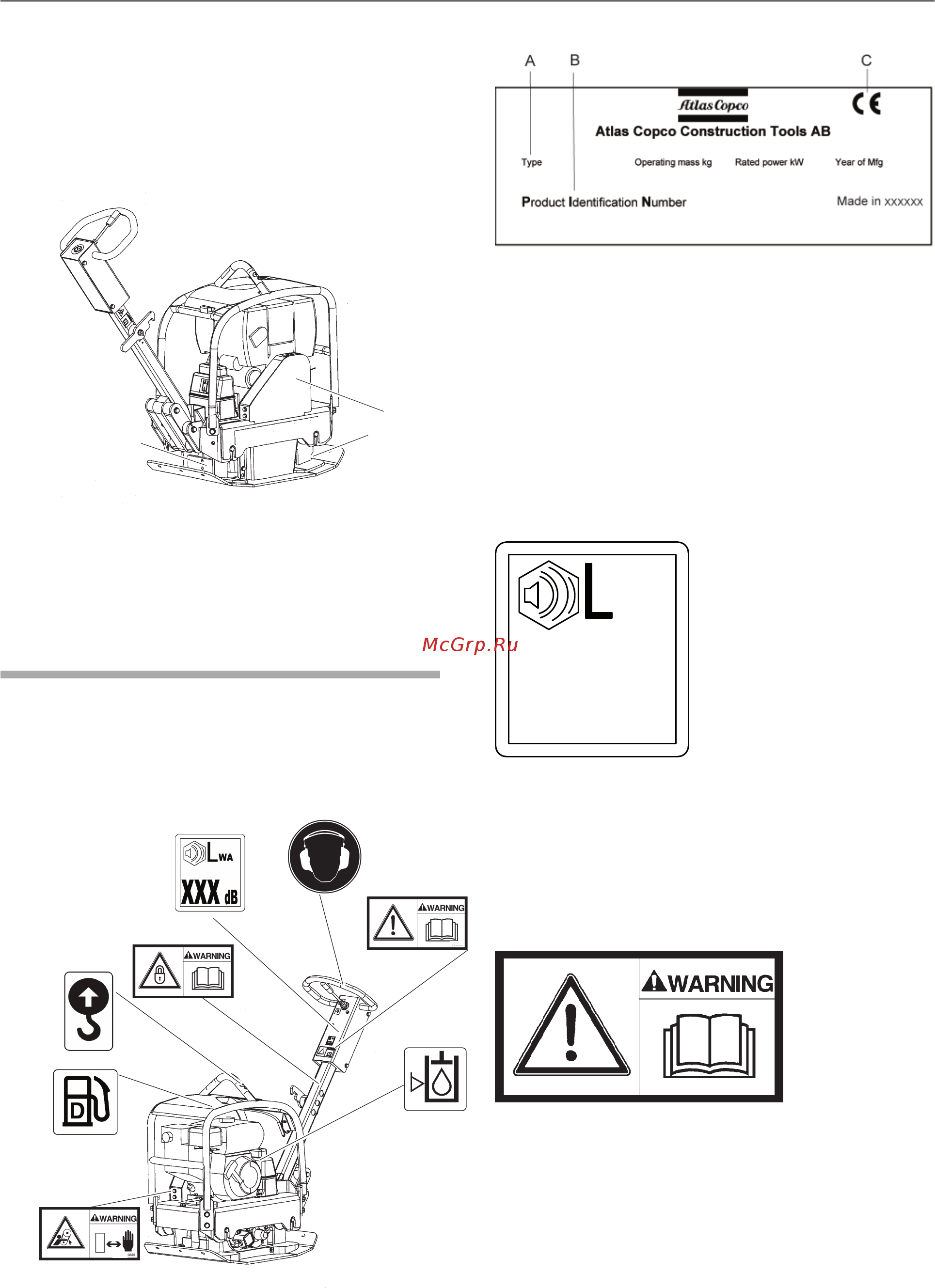 Atlas Copco LG 160 [13/36] Наклейки и обозначения
