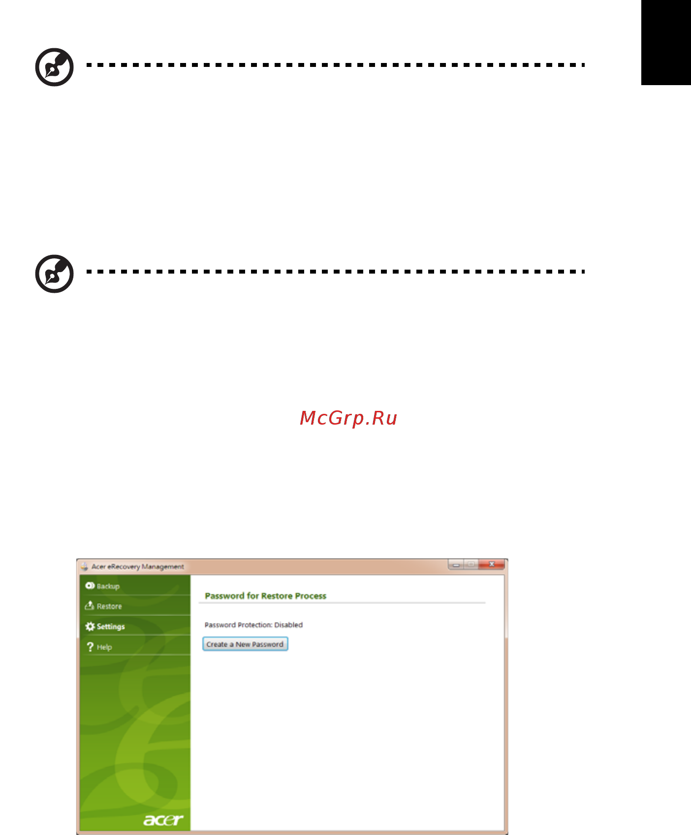 Acer ASPIRE ONE AO722 [1147/1810] Acer erecovery management
