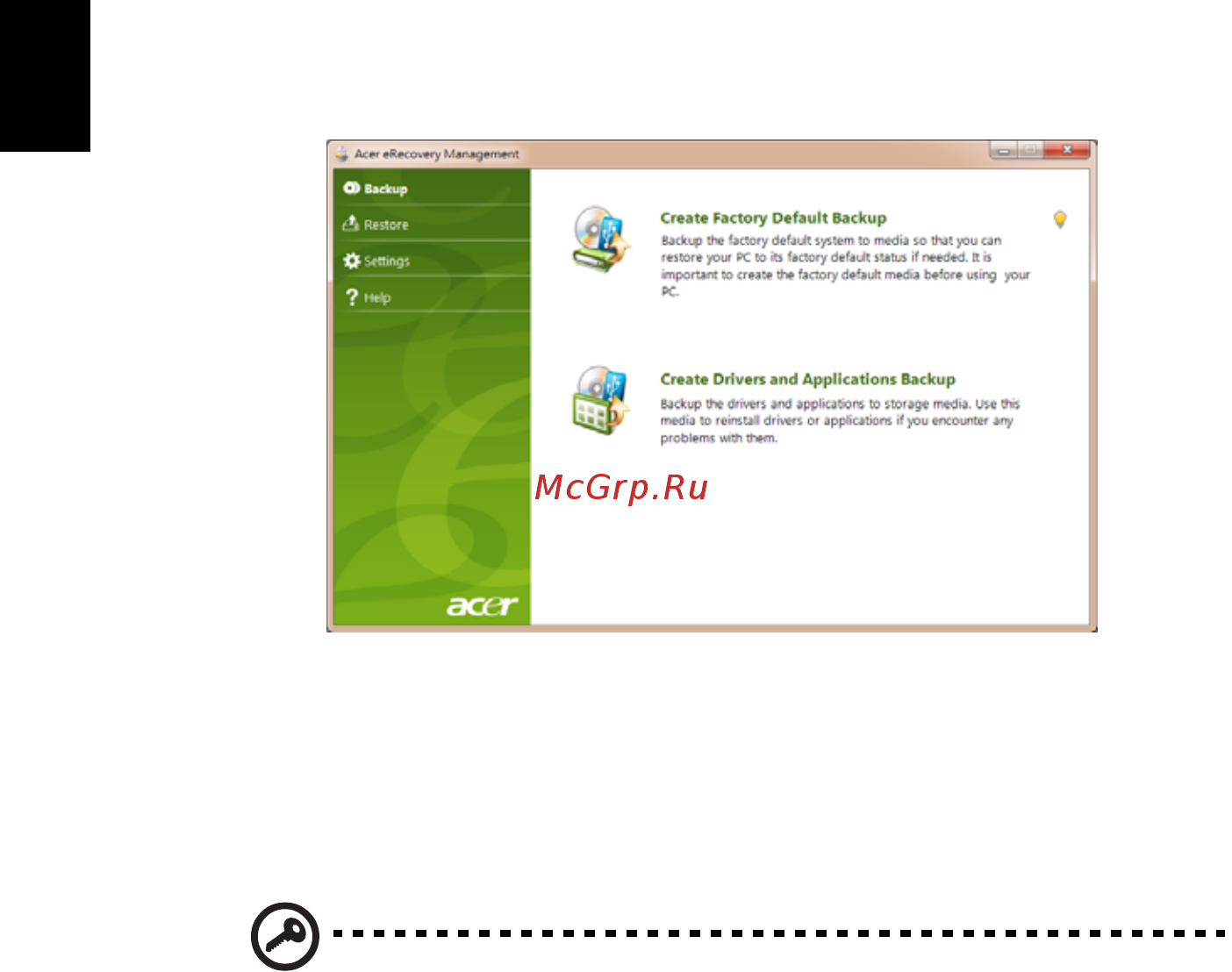 Acer ASPIRE ONE AO722 [1274/1810] Taastamiseks süsteemi varukoopia loomine optiline seade