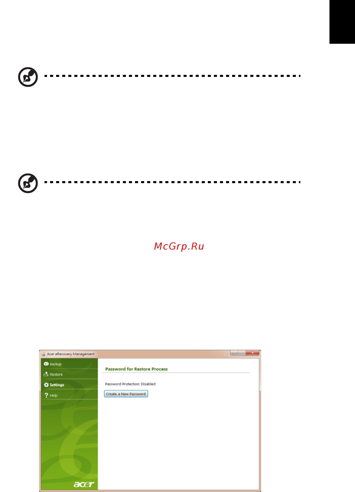 Acer ASPIRE ONE AO722 [1409/1810] Acer erecovery management