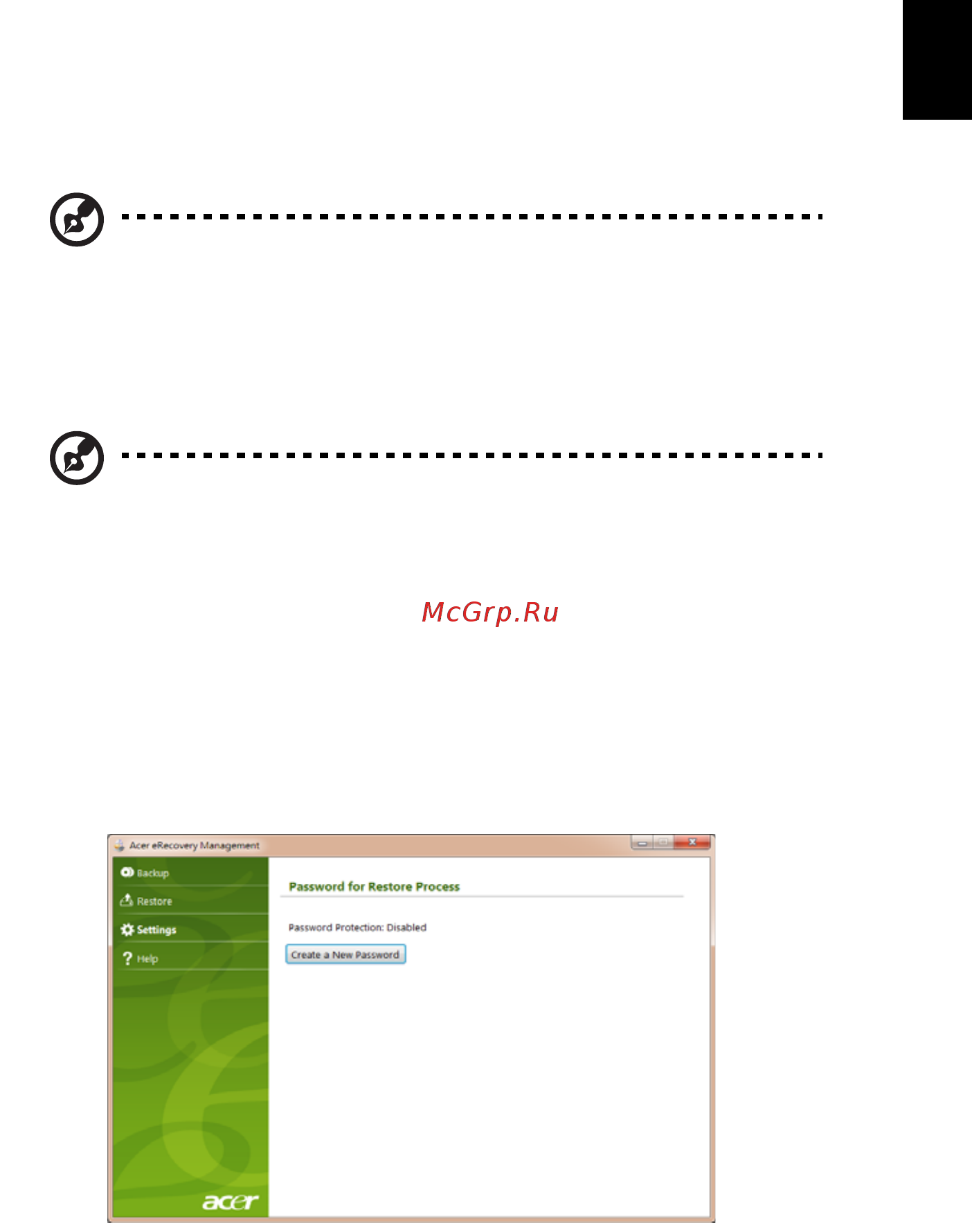 Acer ASPIRE ONE AO722 [1469/1810] Acer erecovery management