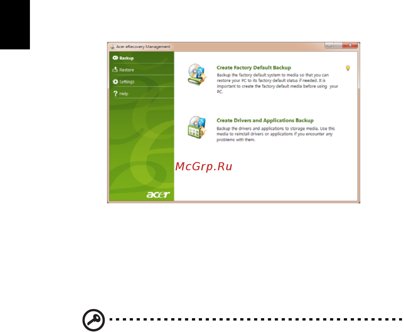 Acer ASPIRE ONE AO722 [1768/1810] การจ ดทำข อม ลสำรองเร ยกค นระบบ ออพต คอลไดร ฟ