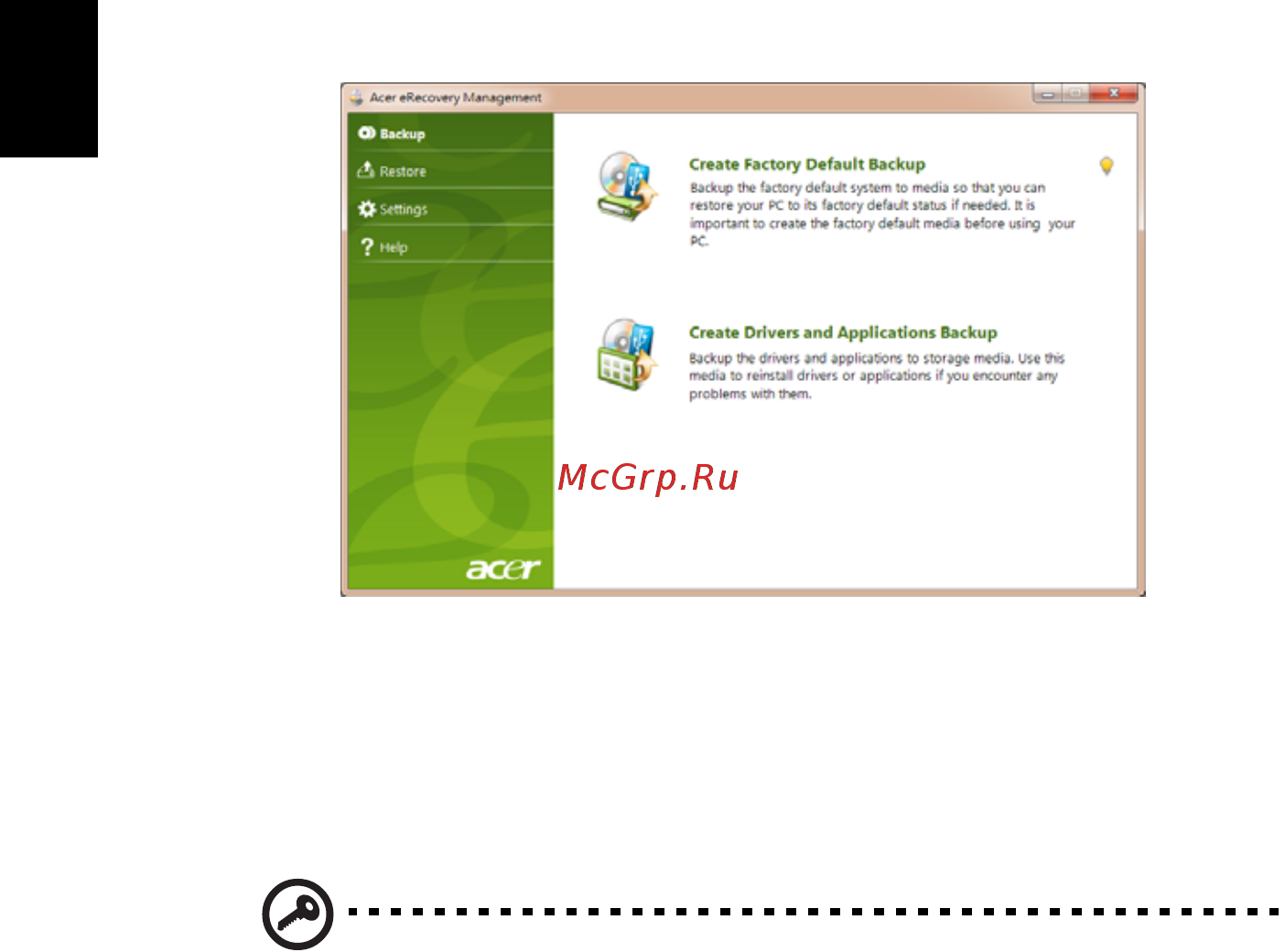 Acer ASPIRE ONE AO722 [908/1810] Vytvoření zálohy pro obnovení optický disk