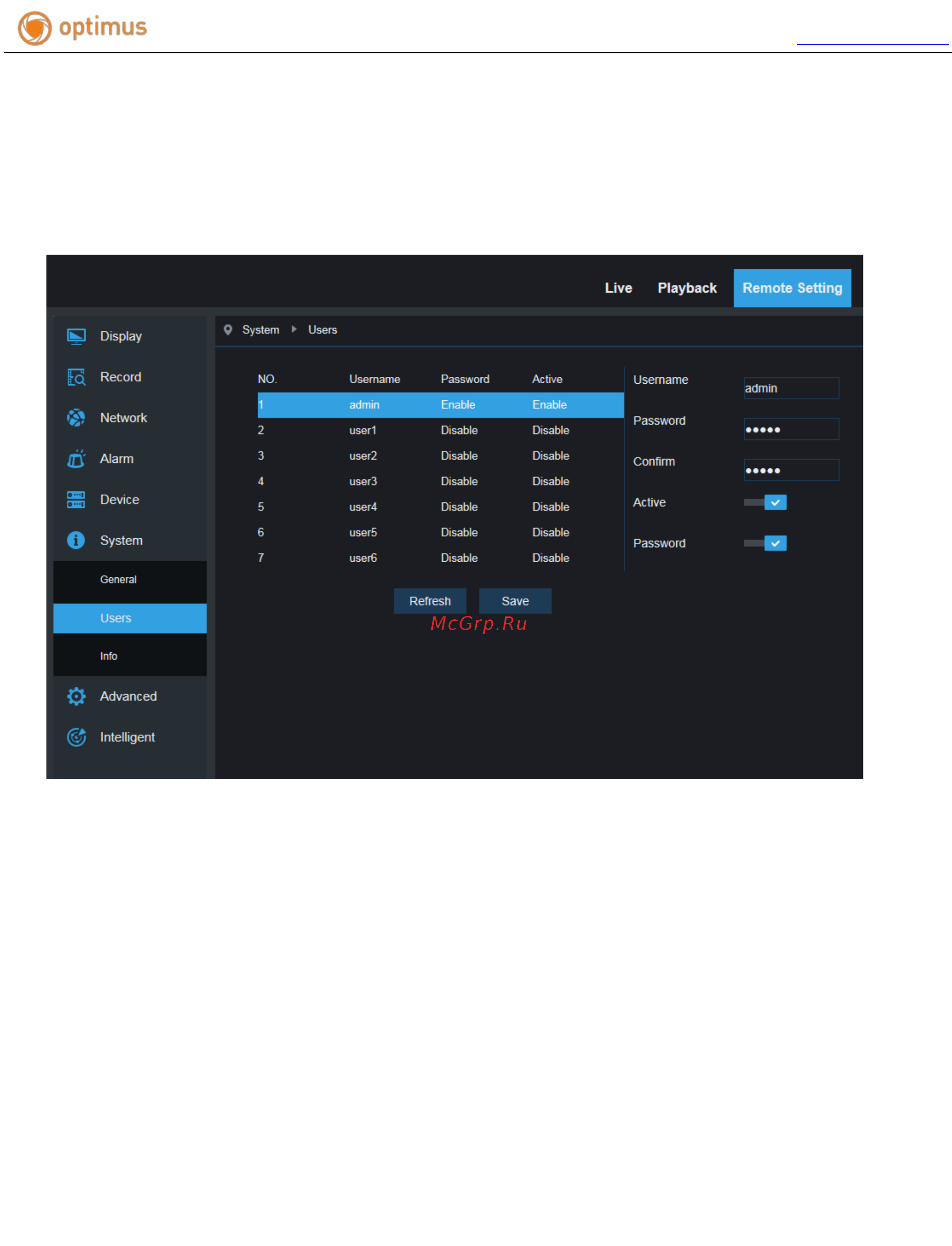 Optimus IP-P042.1(2.8)MD_v.1 [36/50] Конфигурация пользователя