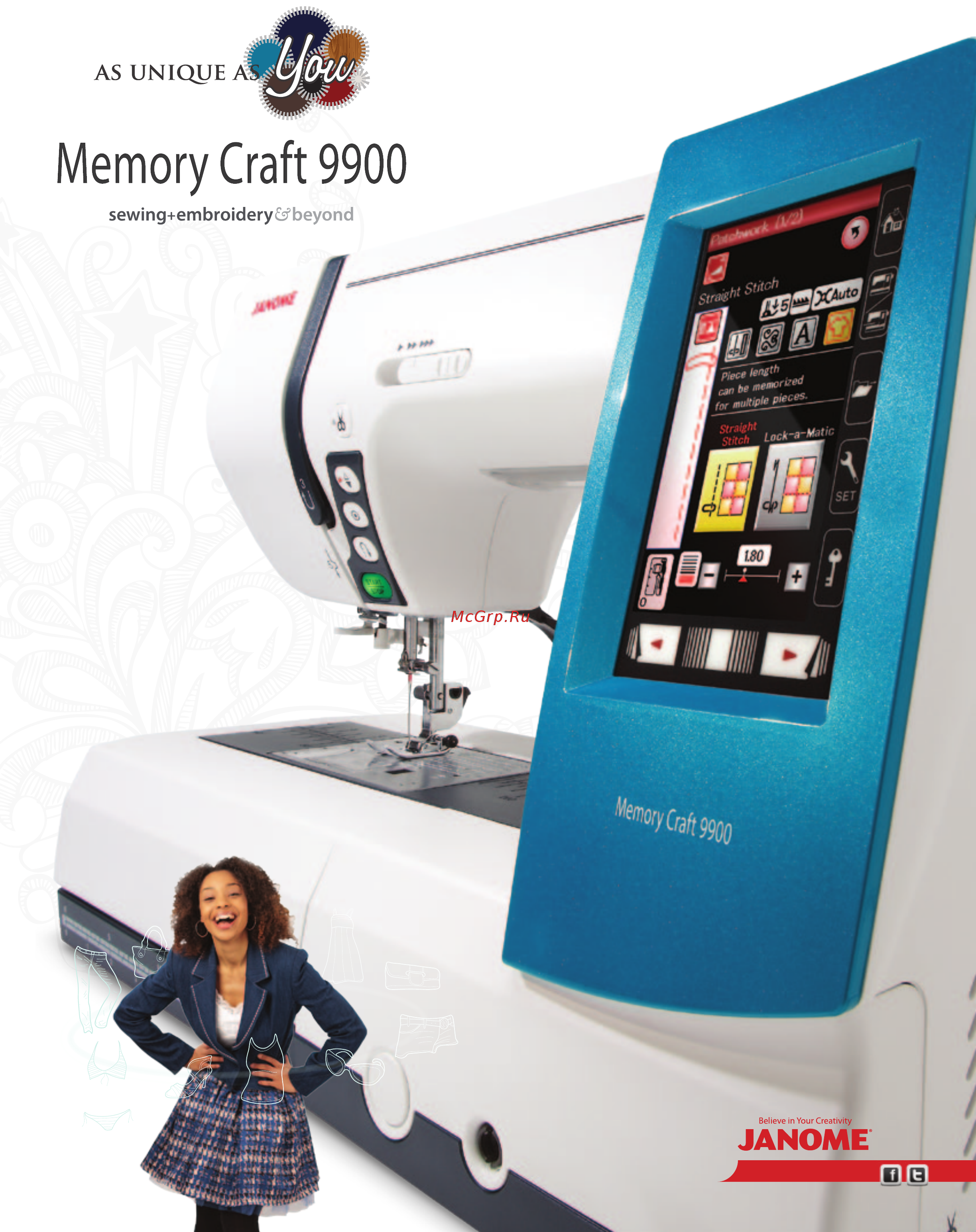 Janome MEMORY CRAFT 9900 Краткая инструкция по эксплуатации онлайн
