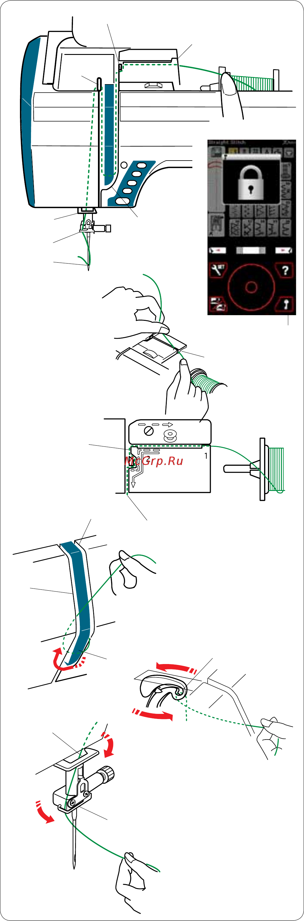 Janome MEMORY CRAFT 12000 HORIZON (MC 12000) [16/151] Заправка нитки в машину