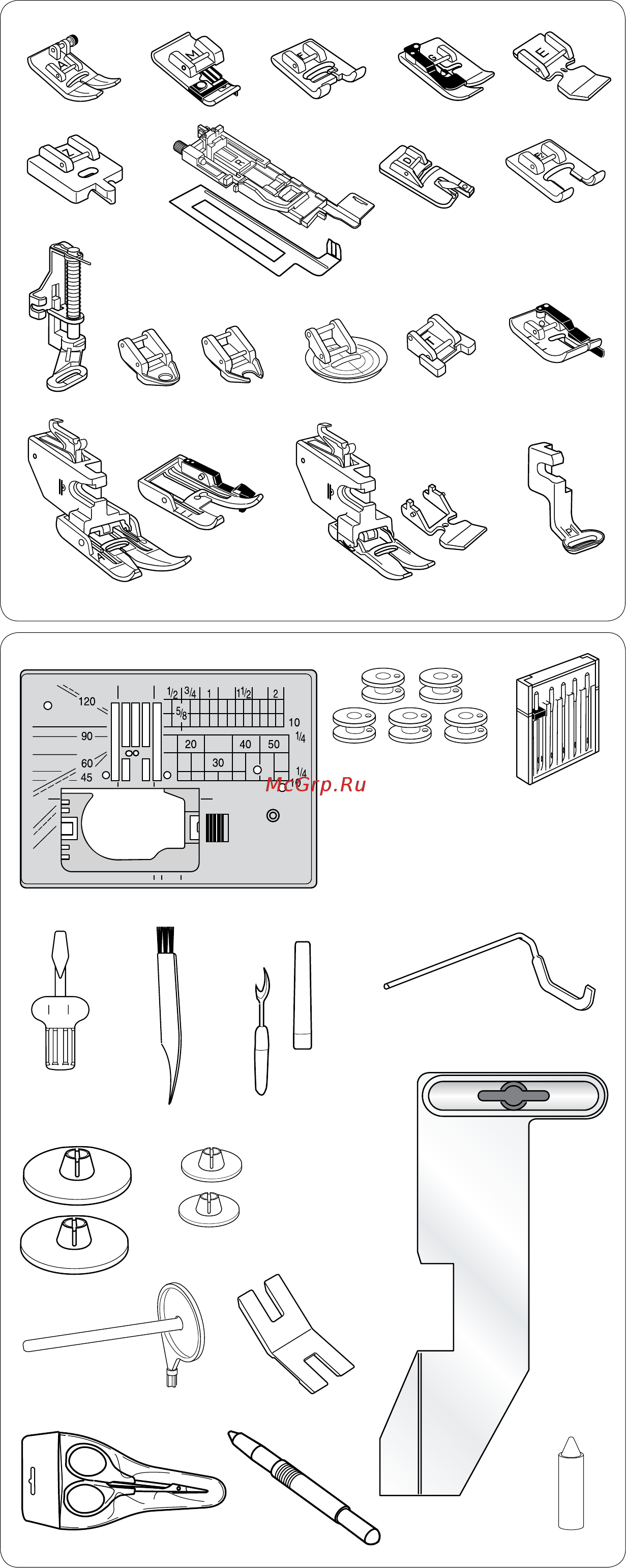 Janome MEMORY CRAFT 12000 HORIZON (MC 12000) [6/151] Стандартные принадлежности
