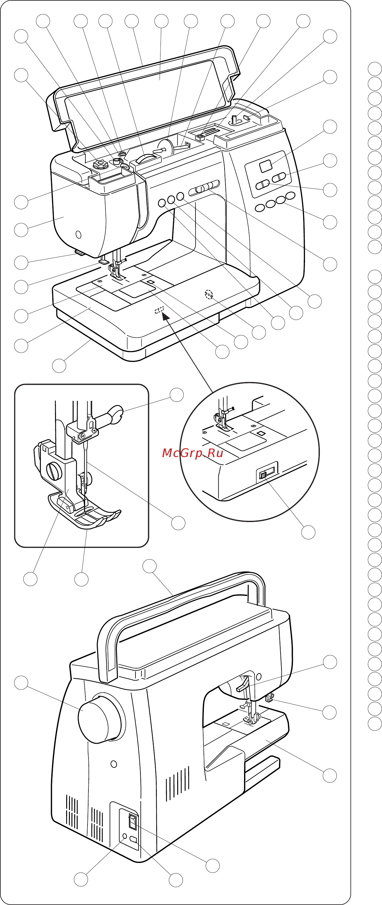 Janome QC 1M QUILTERS COMPANION QC1M [2/50] Названия частей