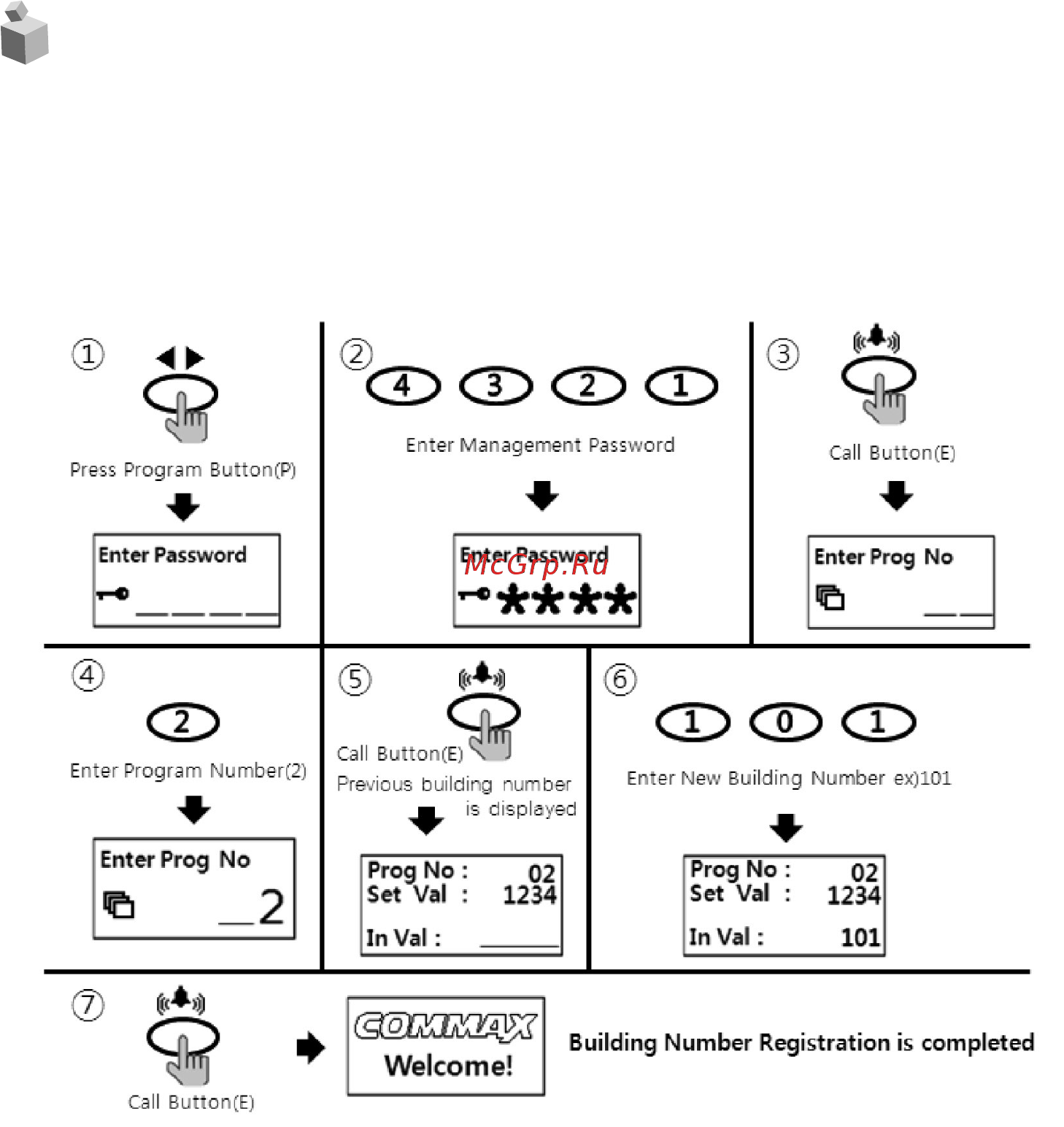 Commax DRC-GUC/RF [14/58] Set building number and id to lobby panel