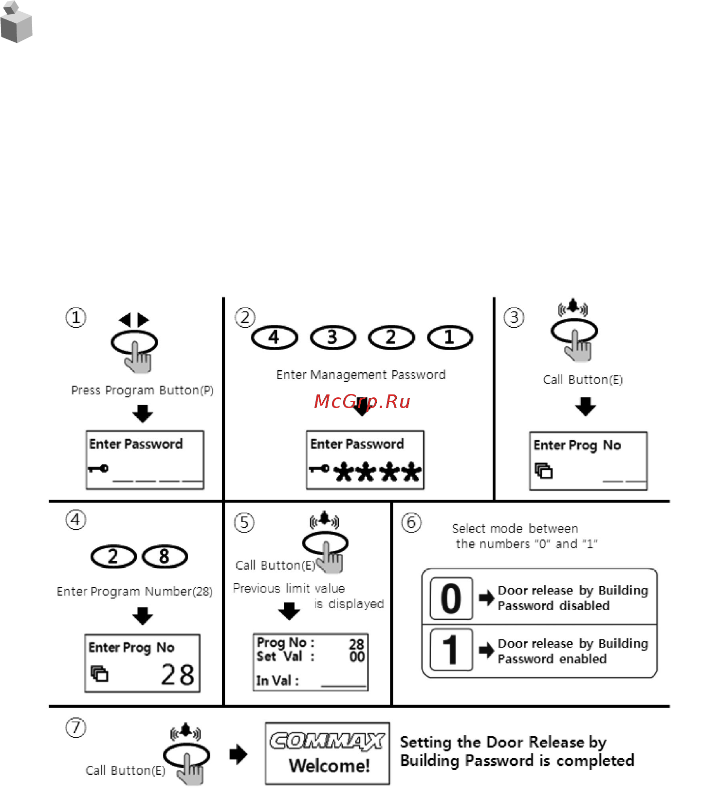 Commax DRC-GUC/RF [44/58] Setting the door release by building password