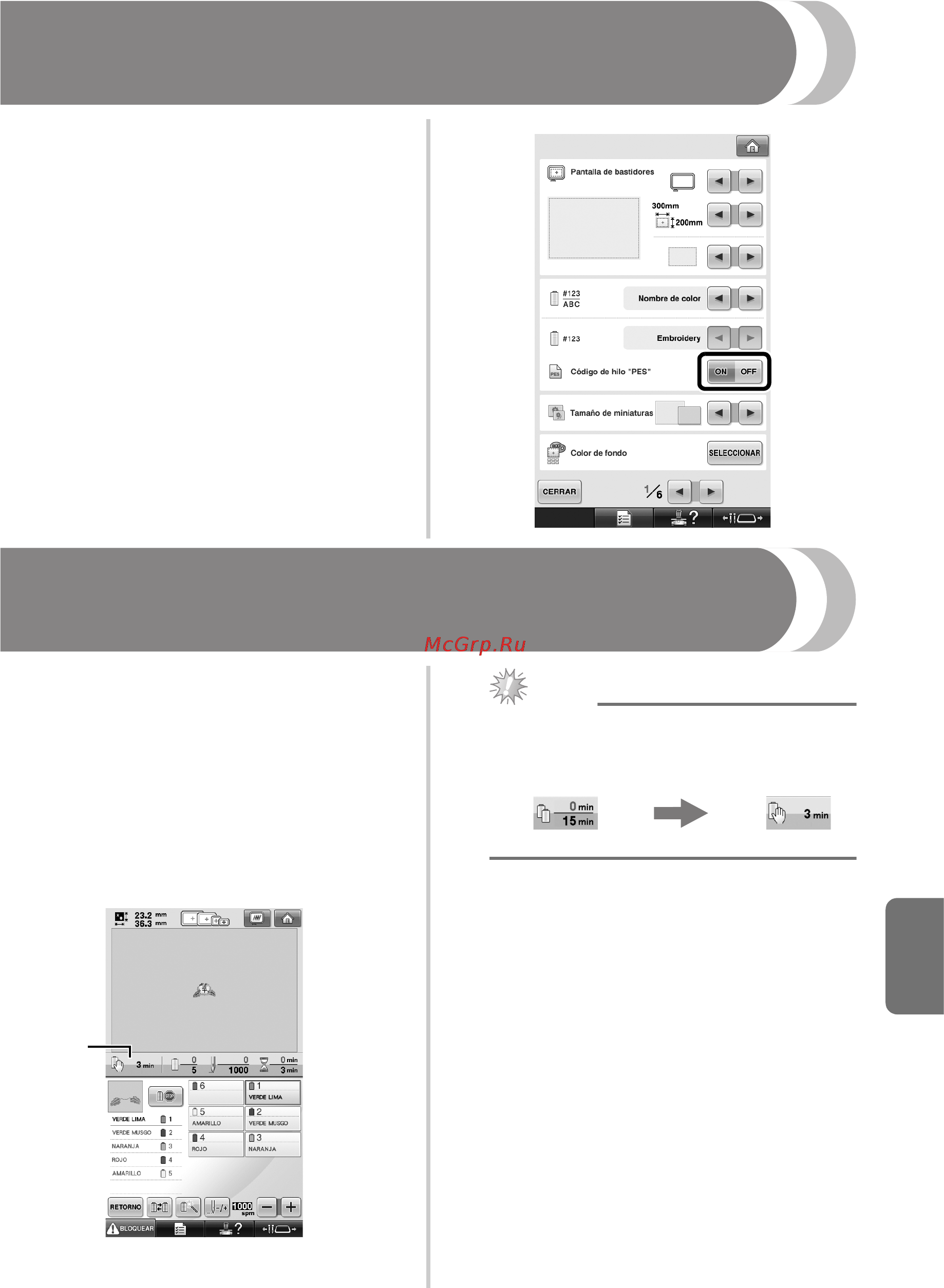 Brother PR 655E ENTREPRENEUR (PR655E) [105/148] Selección de la información de color de hilo para datos en formato pes