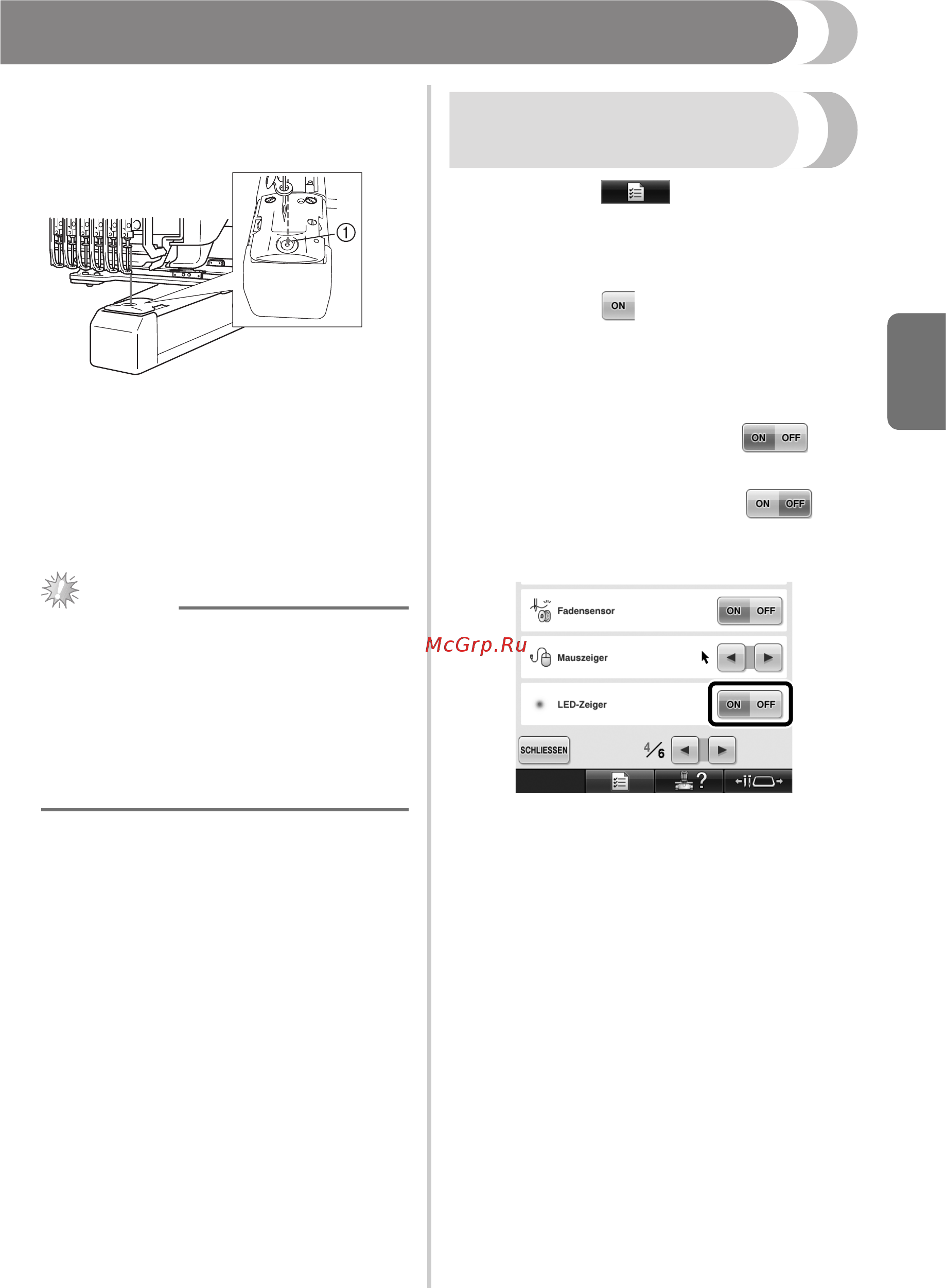 Brother PR 655E ENTREPRENEUR (PR655E) [21/148] Überprüfen des nadeleinstichpunktes mit dem led zeiger