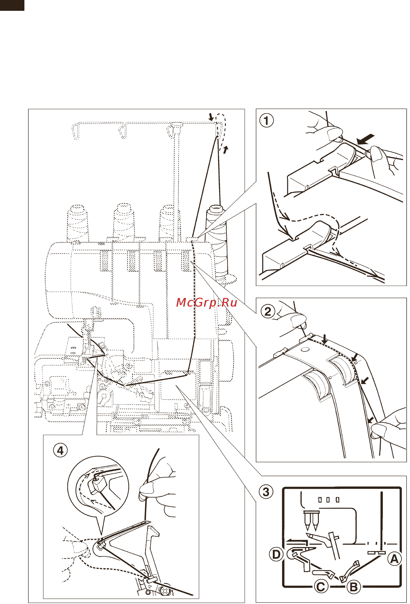 Bernina BERNETTE 610 D [14/36] Заправка нижнего петлителя