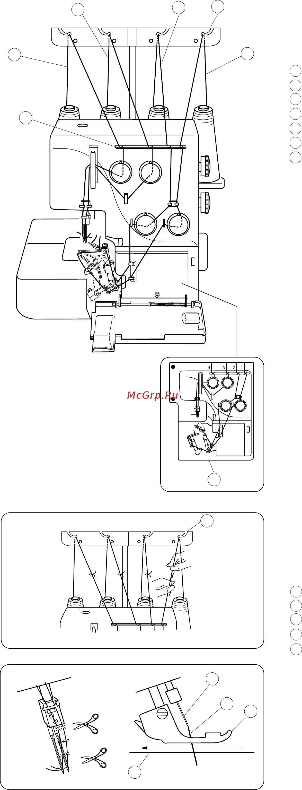 Janome MYLOCK 4952D [15/42] Заправка нитей в машину