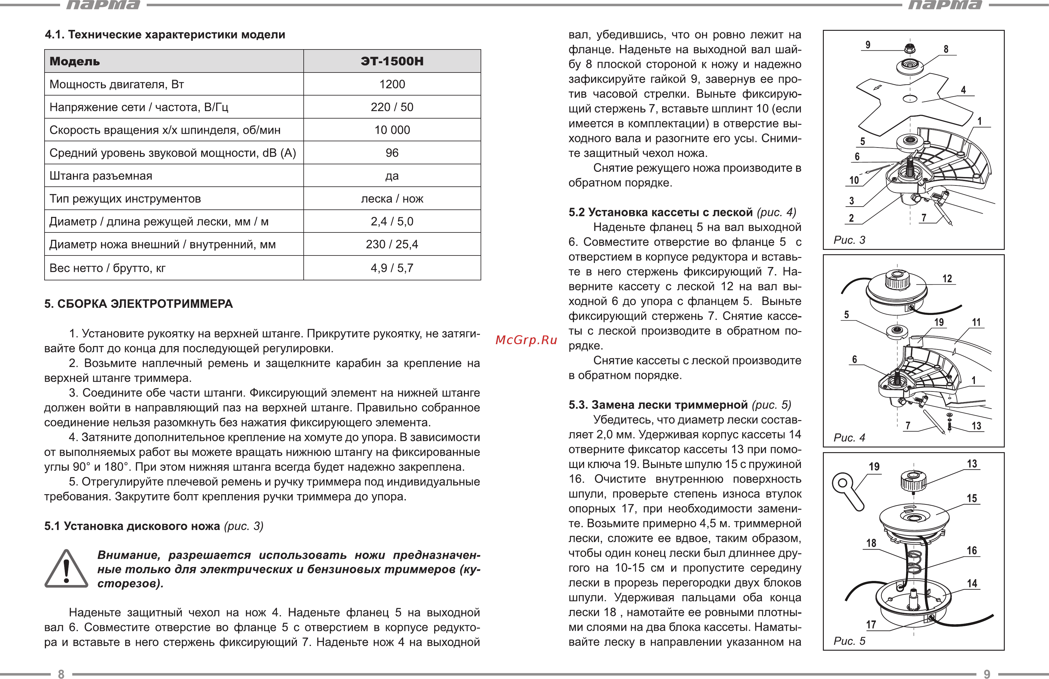 Парма ЭТ-1500Н [5/9] Модель эт 1500н