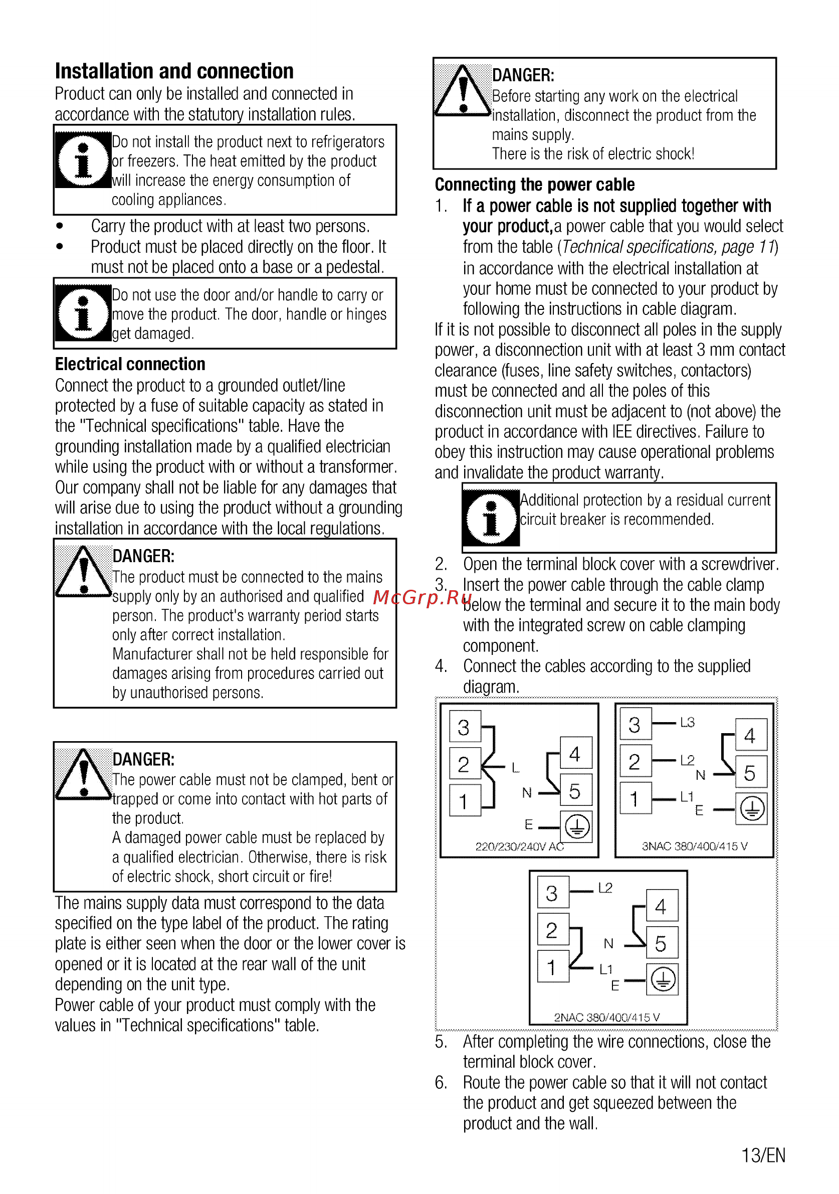 Beko FSE66300GW [13/84] Installation and connection