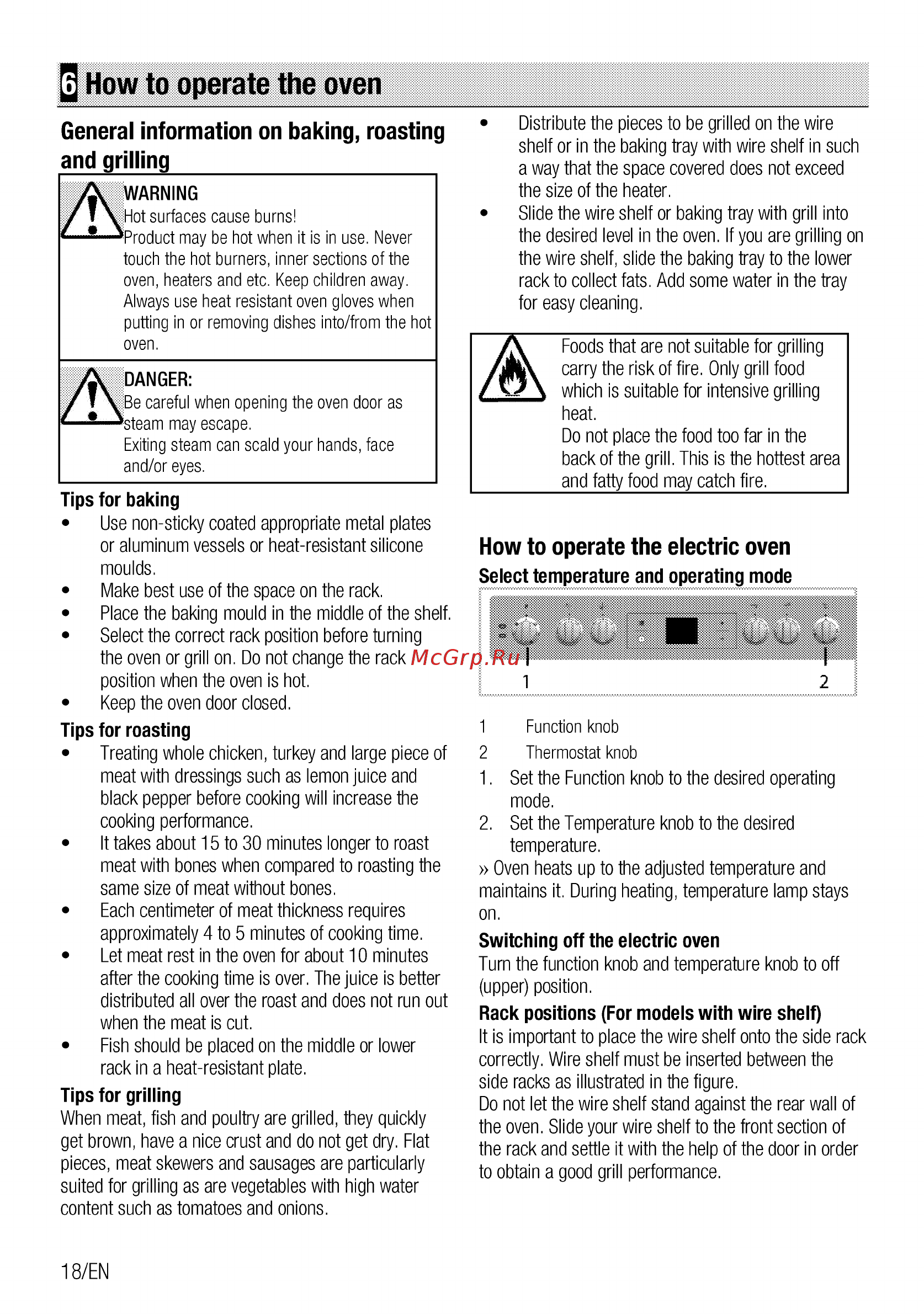 Beko FSE66300GW [18/84] How to operate the oven