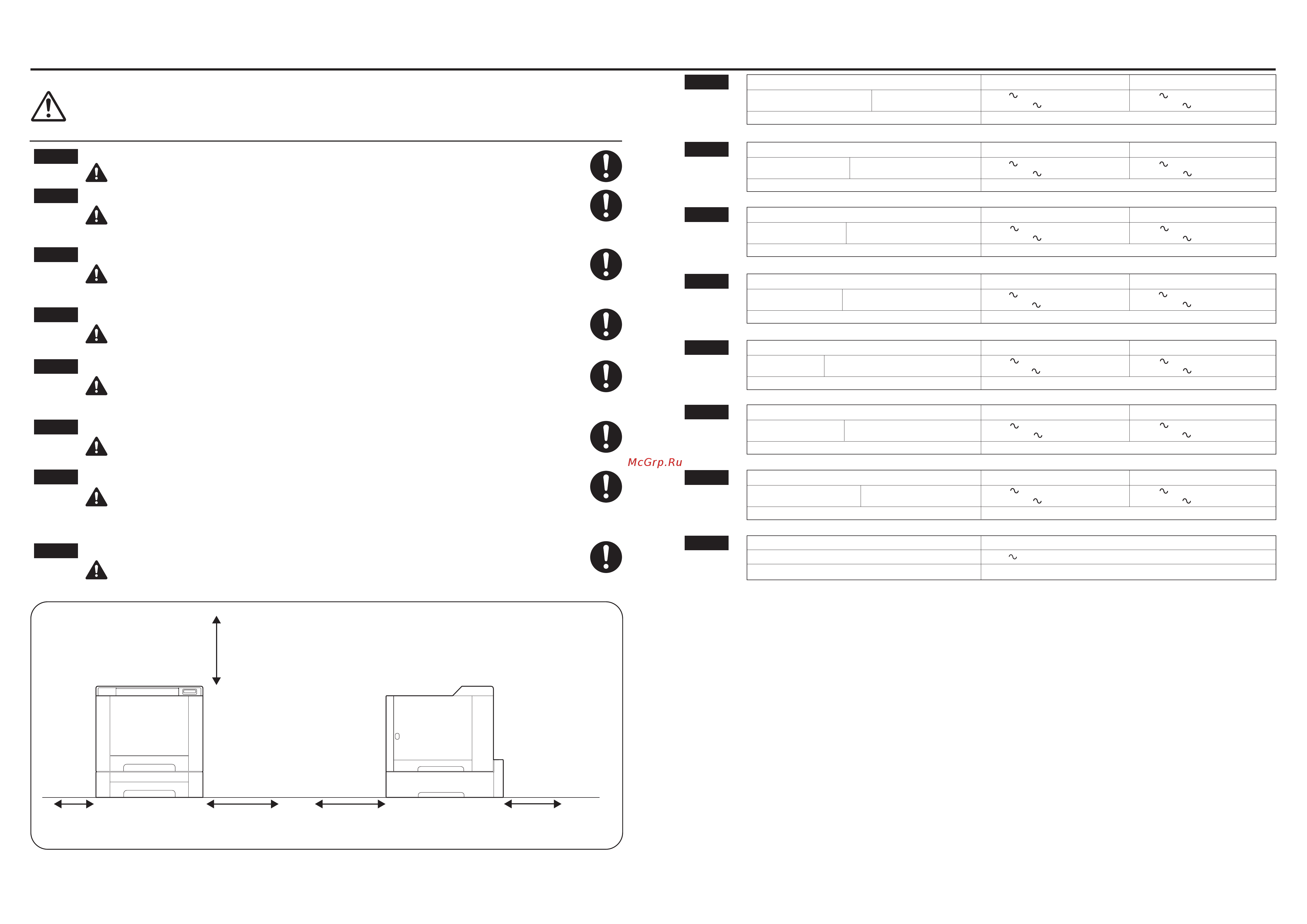 Kyocera ECOSYS P5026cdw [2/2] Для предотвращения нагревания данного аппарата и обеспечения доступа внутрь аппарата при необходимости замены его компонентов и технического обслуживания оставляйте доста...