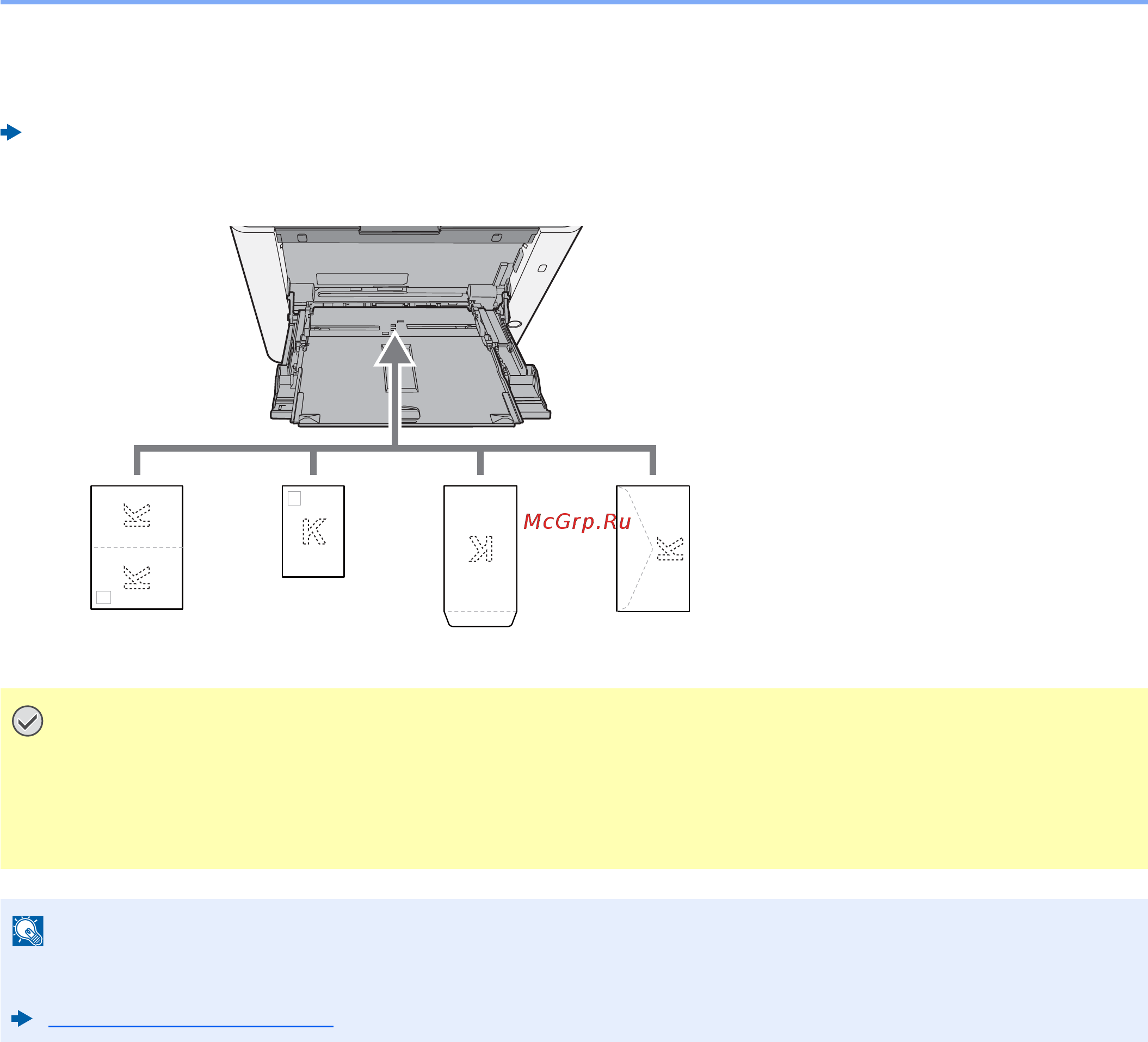 Kyocera ECOSYS P5021cdw [117/233] Загрузка конвертов или карточек в универсальный лоток