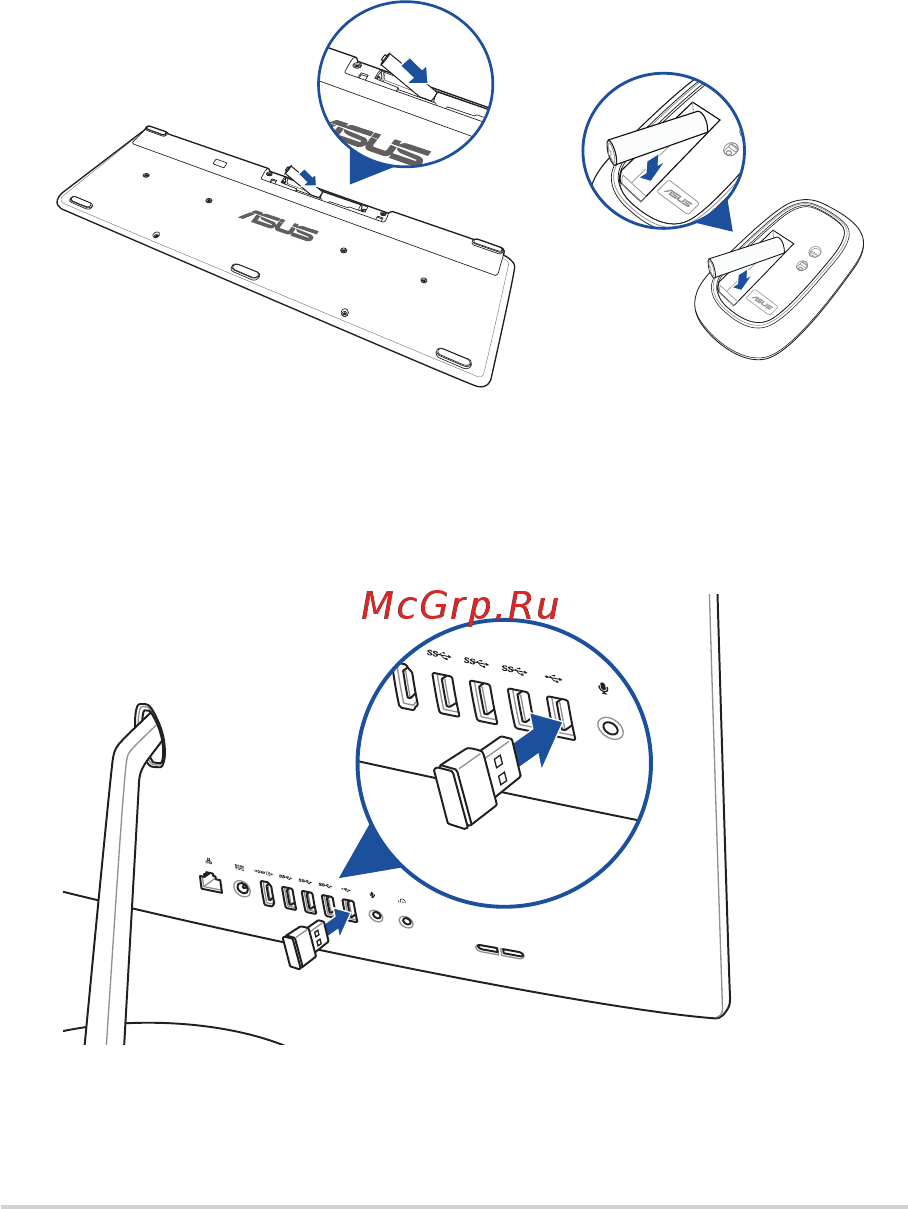 Asus Zen AiO ZN242IFGK-CA046T [24/66] Подключение беспроводной клавиатуры и мыши для некоторых моделей