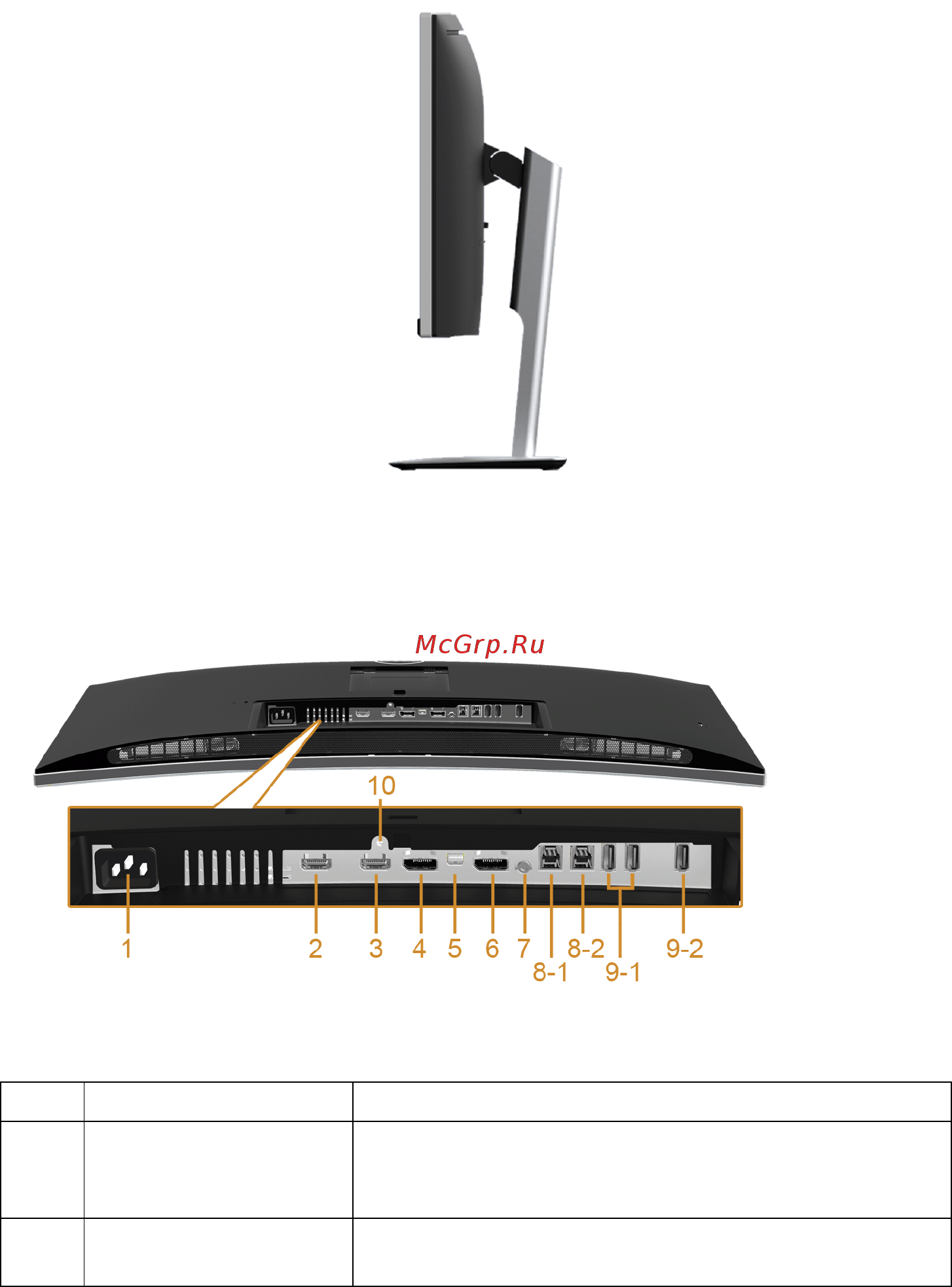 Dell U3415W [10/74] Вид сбоку