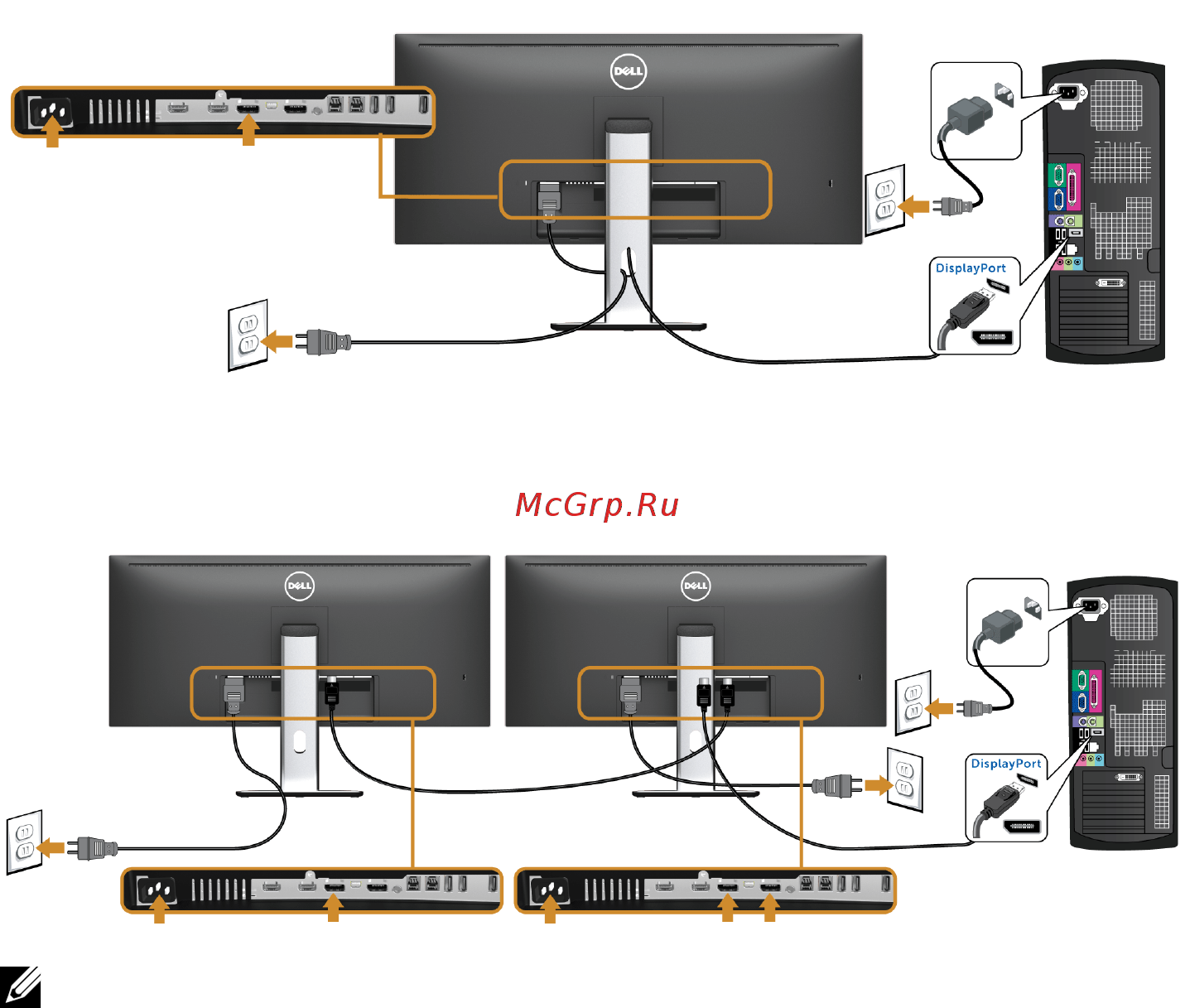 Dell U3415W [31/74] Кабель для подключения к черному разъему порта displayport dp dp