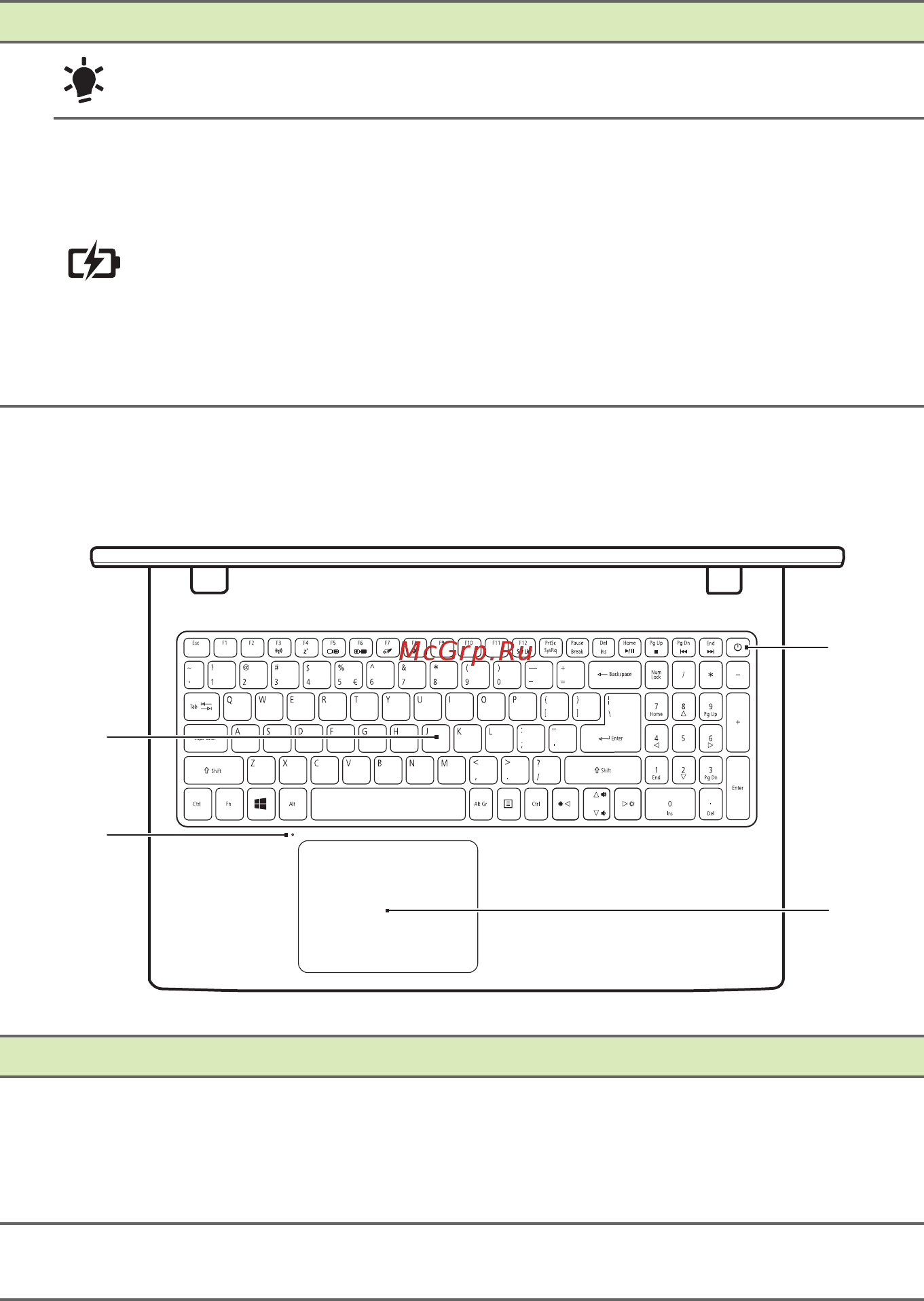 Acer Aspire E5-575G-504V NX.GDZER.002 [11/91] Вид клавиатуры