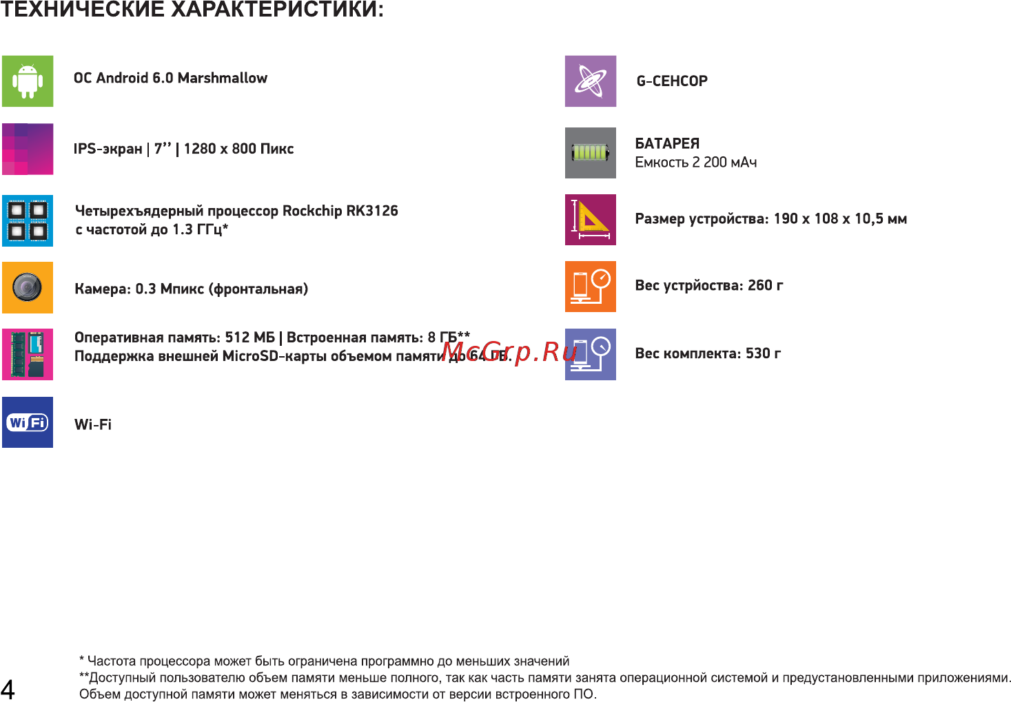 Digma TS7093RW [4/24] Технические характеристики