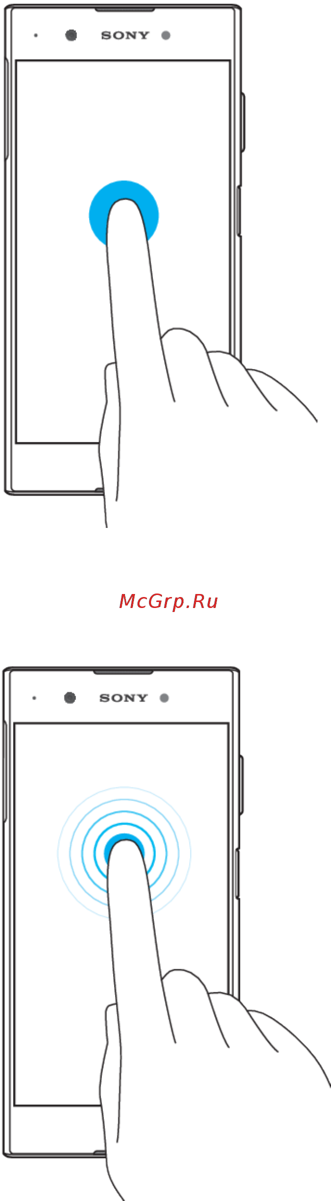 Sony Xperia XA1 Plus Dual Blue [24/128] Использование сенсорного экрана