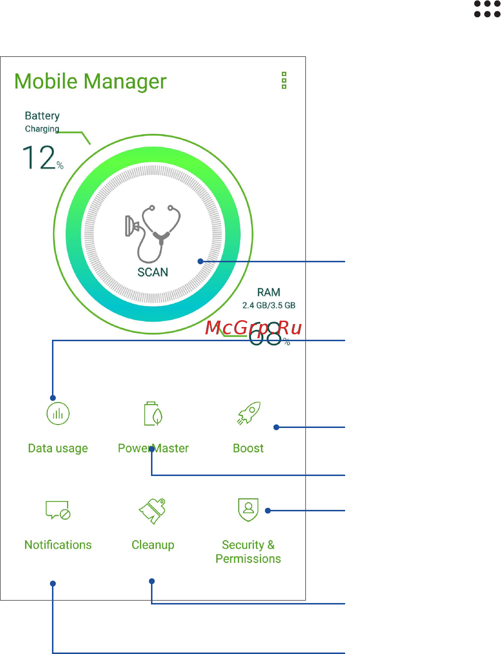 Asus ZenFone 4 Selfie ZD553KL 64Gb Green (5N105RU) [93/106] Mobile manager