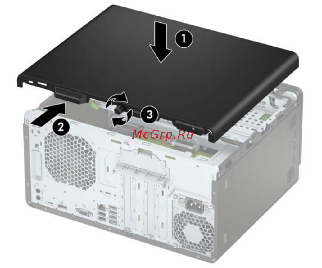 HP ProDesk 400 G4 1JJ61EA Серебристый, черный [15/50] Замена защитной панели компьютера