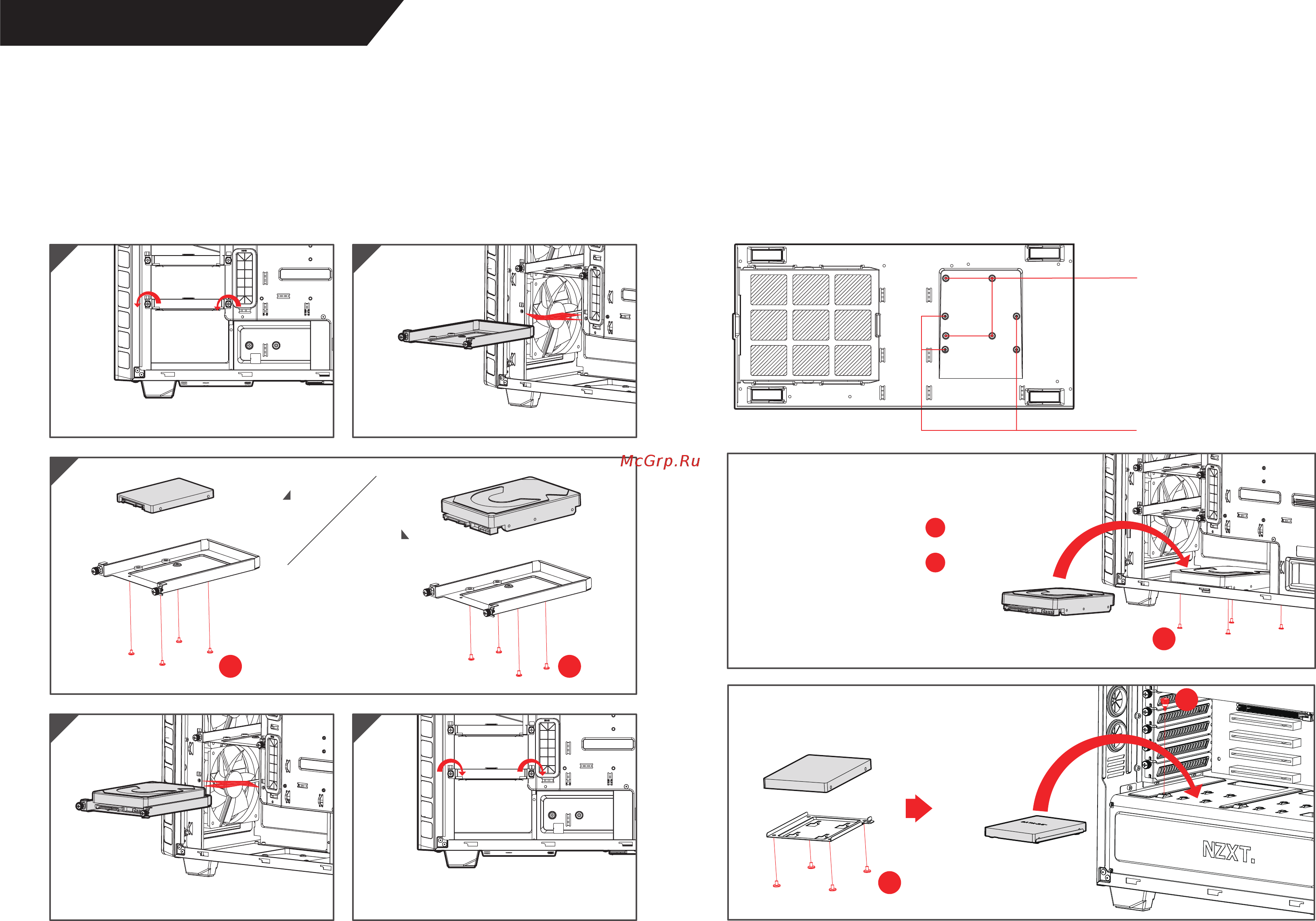 NZXT H Series H440 Razer Edition CA-H442W-RA Черный [11/13] Hdd ssd drive installation