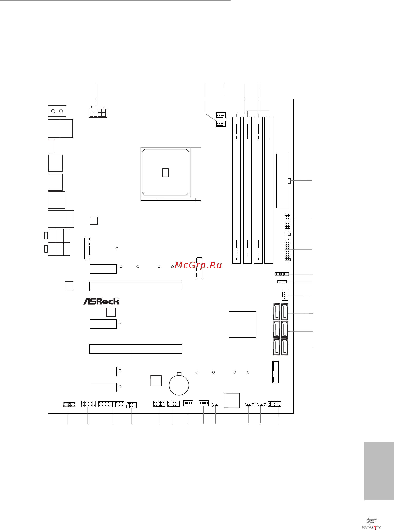 ASRock FATAL1TY X370 GAMING K4 SOCKET AM4 AMD X370 4XDDR4 [5/176] Motherboard layout