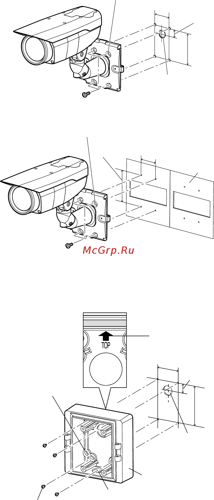 Panasonic WV-SW316E [25/51] Крепление монтажного кронштейна камеры при установке камеры непосредственно на стену