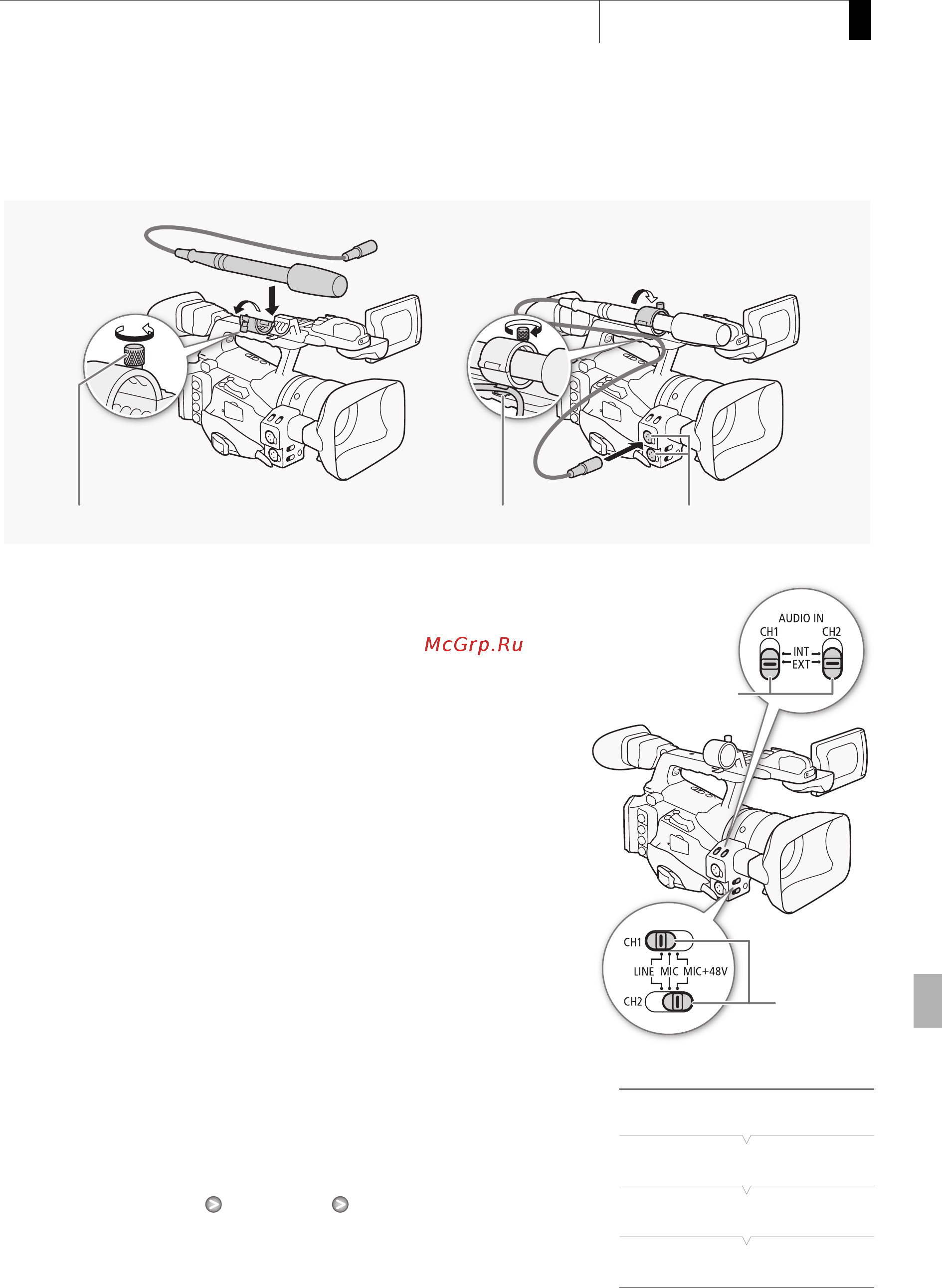 Canon XF 305 Full HD [103/234] Запись звука