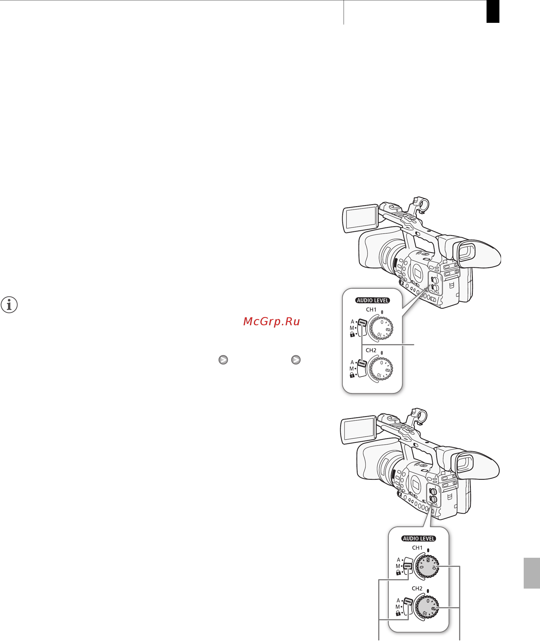 Canon XF 305 Full HD [105/234] Регулировка уровня звука