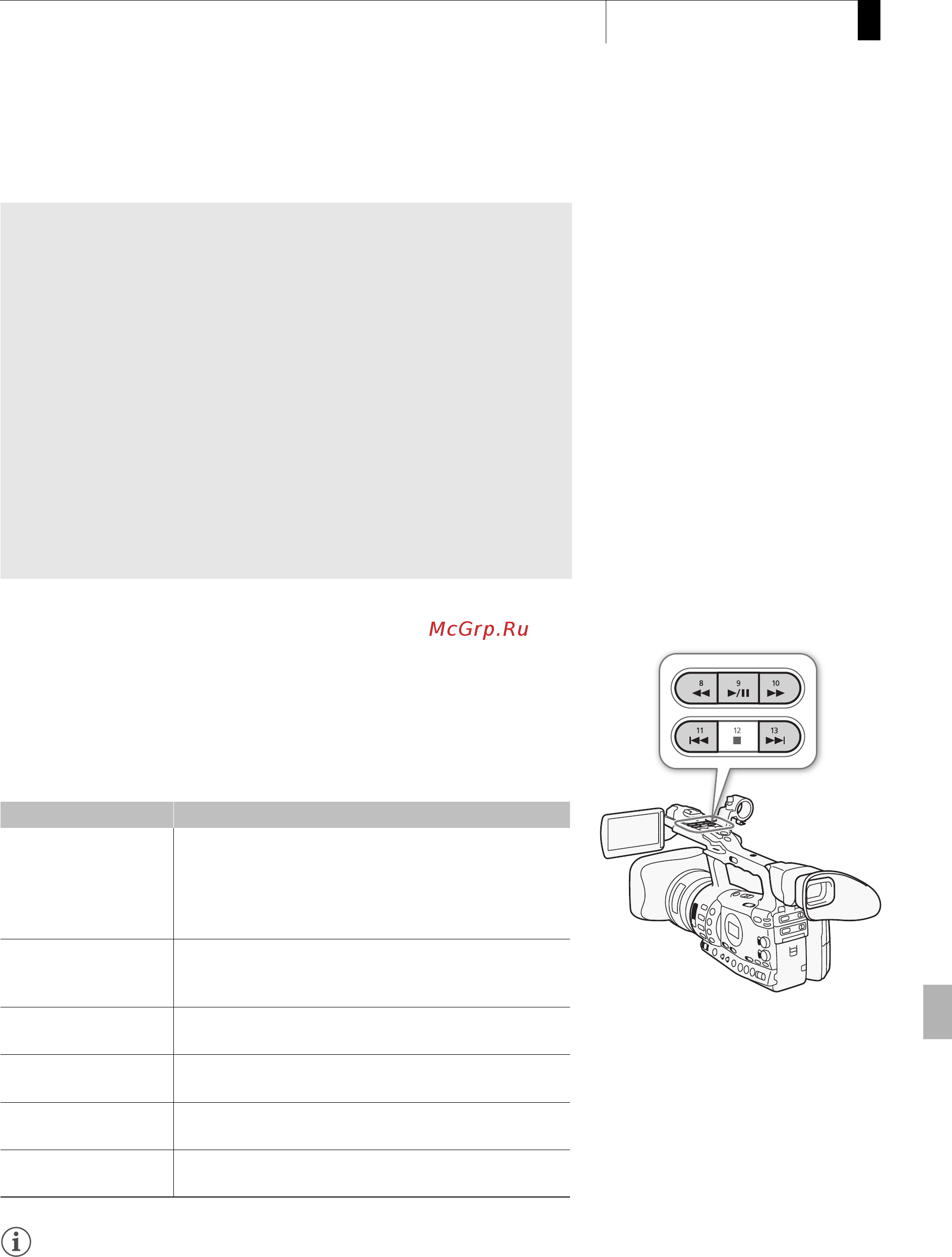 Canon XF 305 Full HD [153/234] Элементы управления воспроизведением