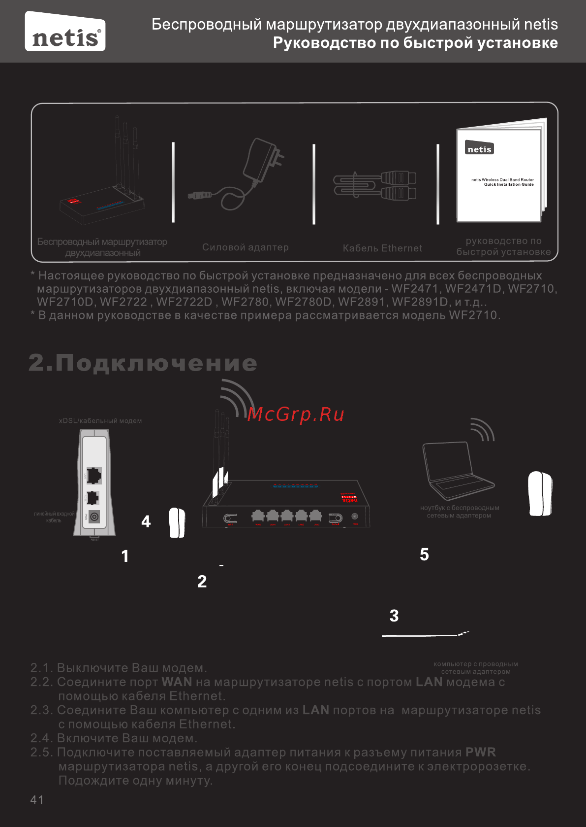 Netis WF2710 Белый Инструкция по эксплуатации онлайн