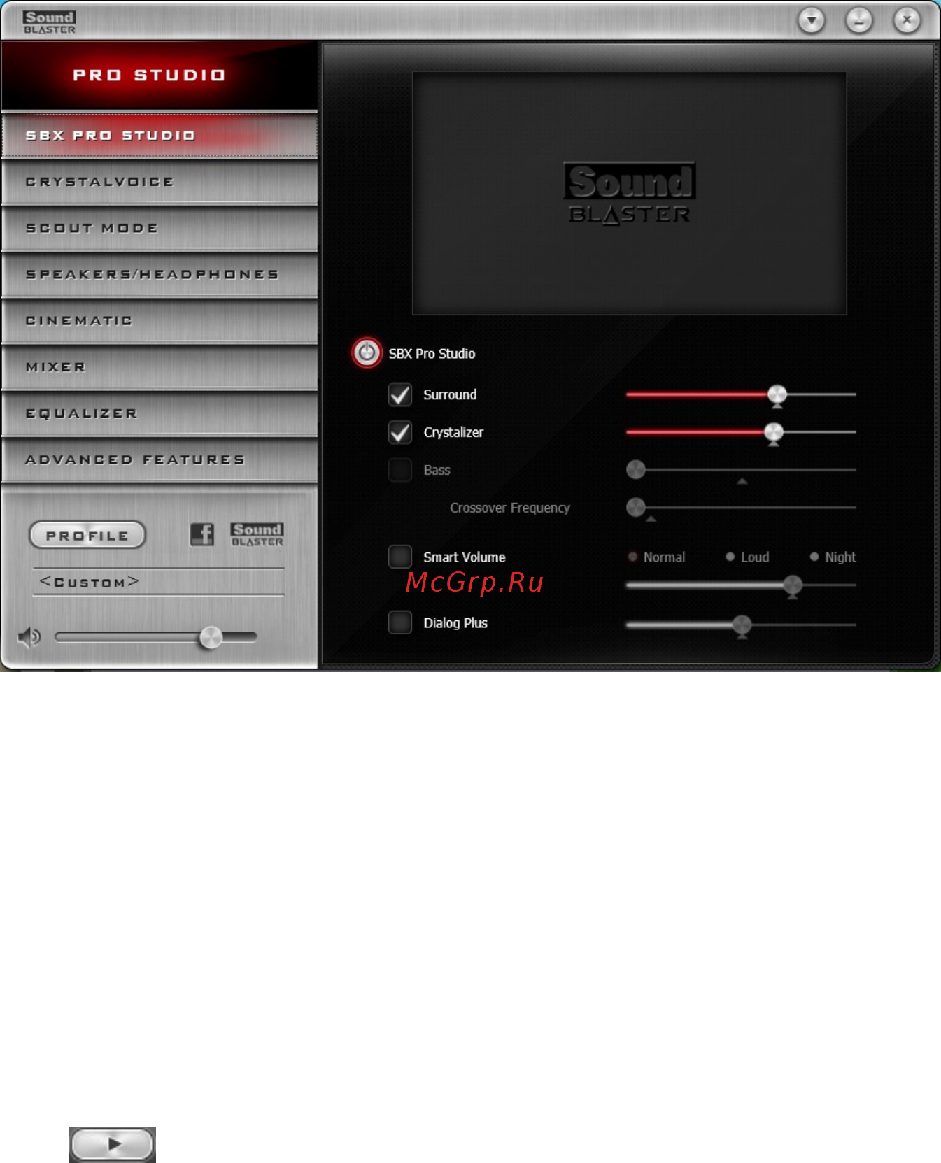 Creative Sound Blaster Z SB1502 (30SB150200000) [31/52] Настройки sbx pro studio