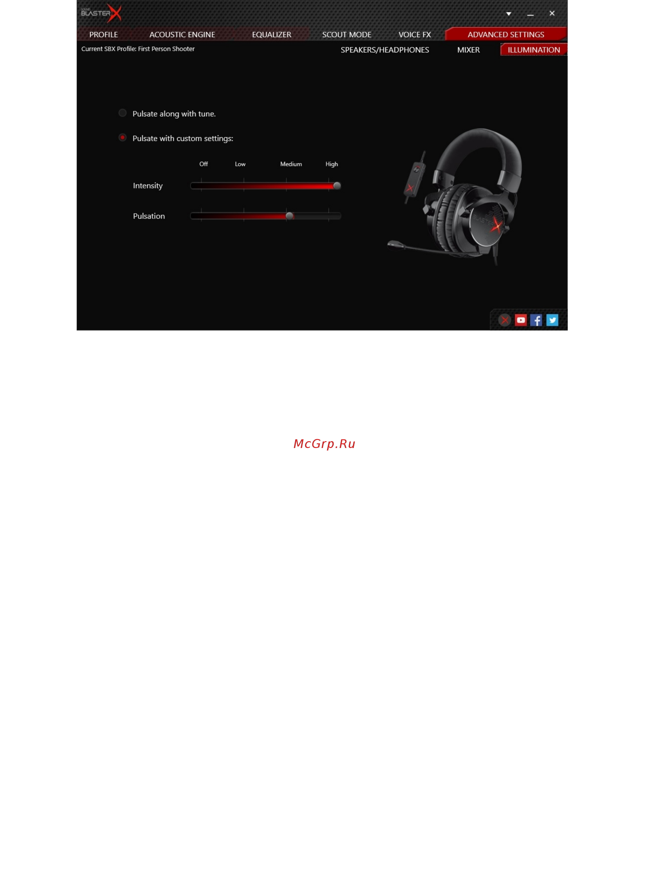 Creative Sound BlasterX H7 [20/27] Настройки подсветки