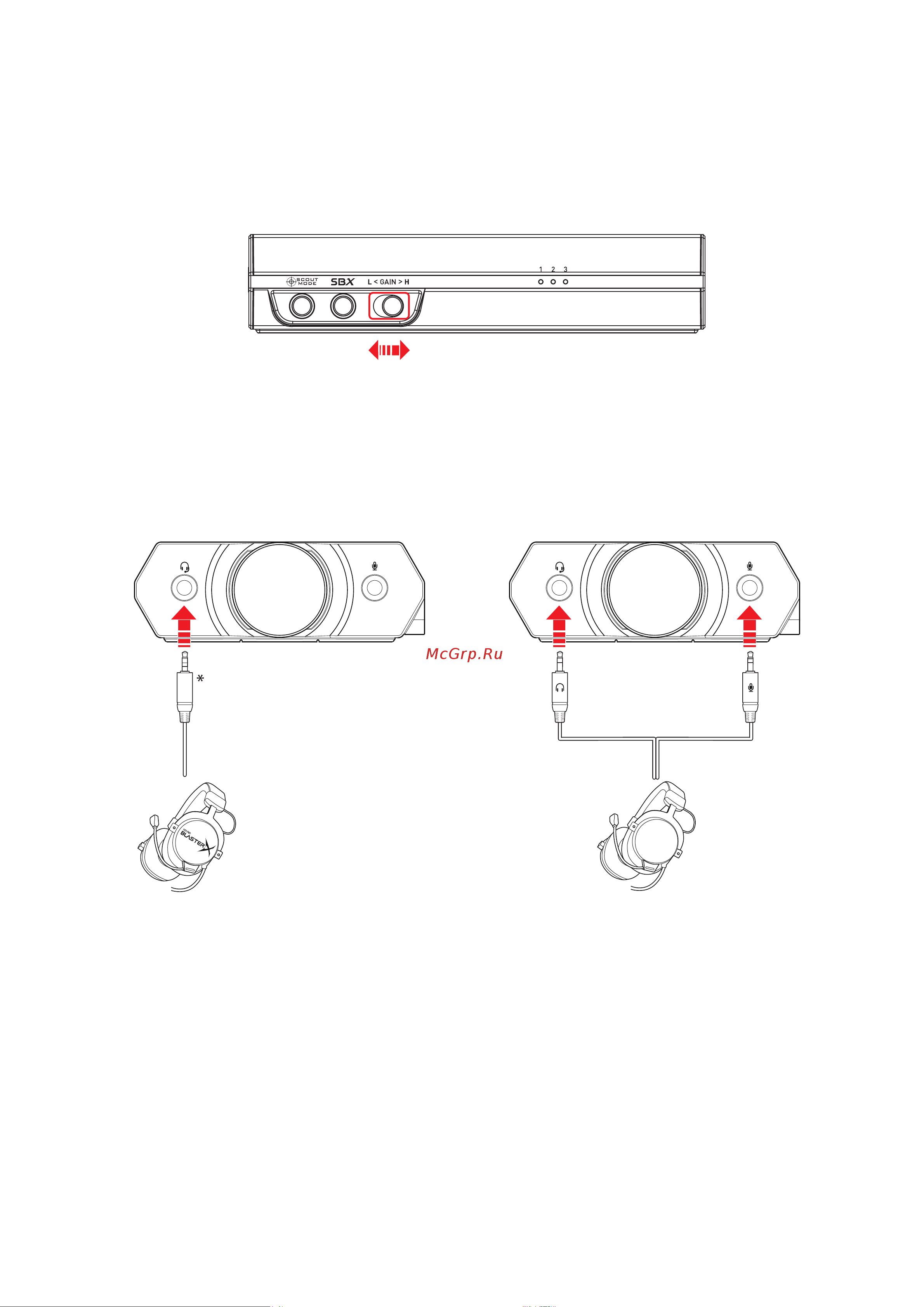 Creative USB Sound BlasterX G5 (70SB170000000) [11/40] Шаг 4 подключение к гарнитуре микрофонов динамиков