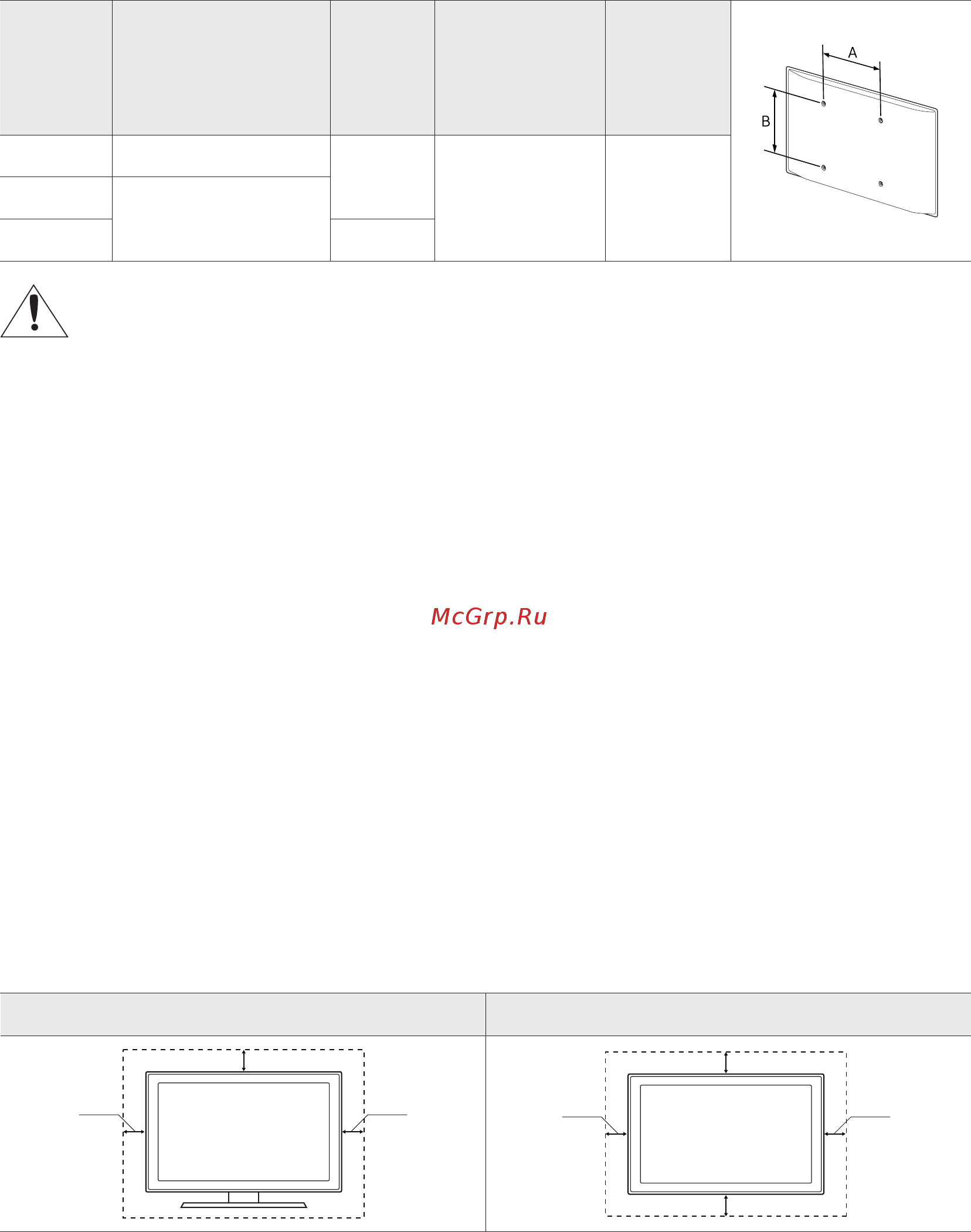 Samsung UE40MU6103UXRU [52/92] Характеристики отворів для гвинтів vesa a b у міліметрах
