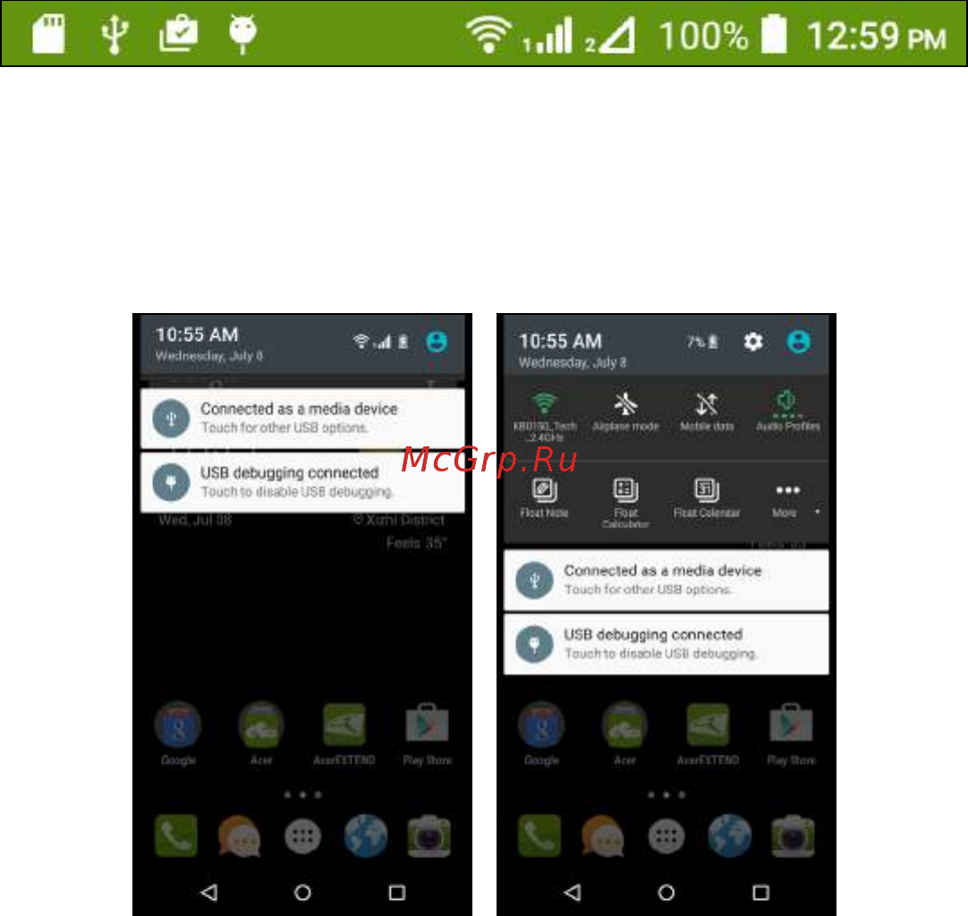 Acer Liquid Z630S [21/85] Уведомление и состояние